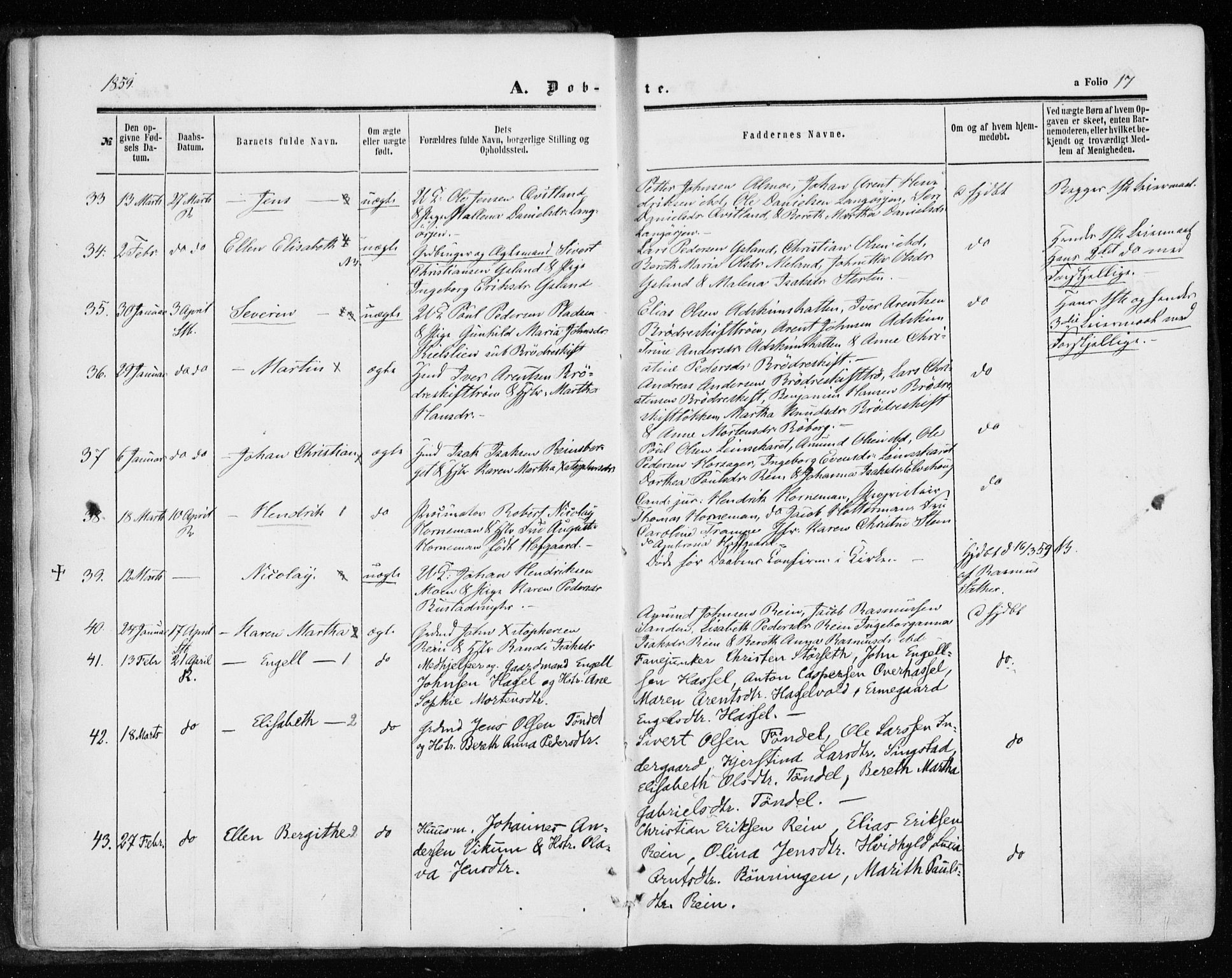 Ministerialprotokoller, klokkerbøker og fødselsregistre - Sør-Trøndelag, SAT/A-1456/646/L0612: Parish register (official) no. 646A10, 1858-1869, p. 17