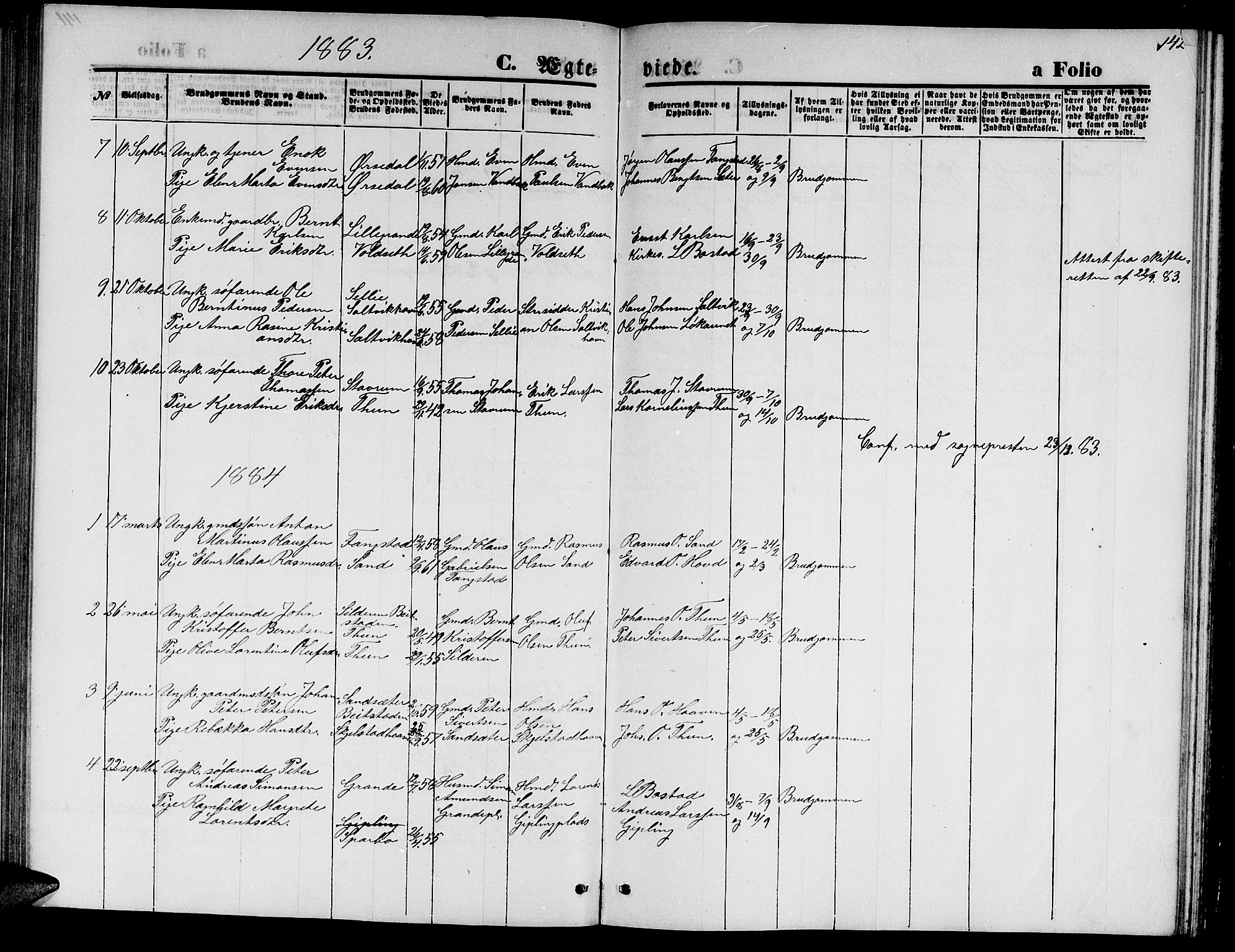 Ministerialprotokoller, klokkerbøker og fødselsregistre - Nord-Trøndelag, SAT/A-1458/744/L0422: Parish register (copy) no. 744C01, 1871-1885, p. 142