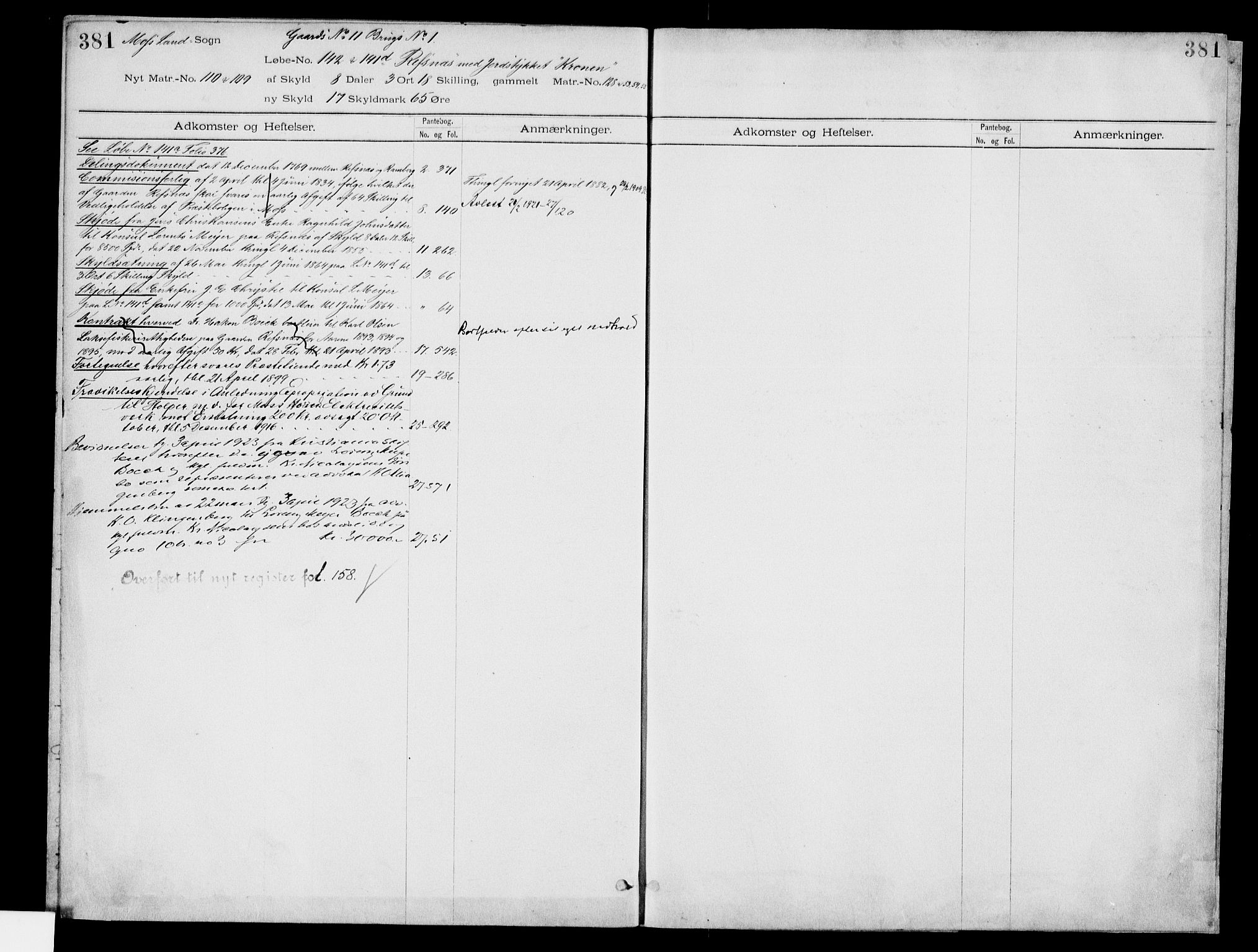 Moss sorenskriveri, AV/SAO-A-10168: Mortgage register no. IV 3b, 1769-1926, p. 381