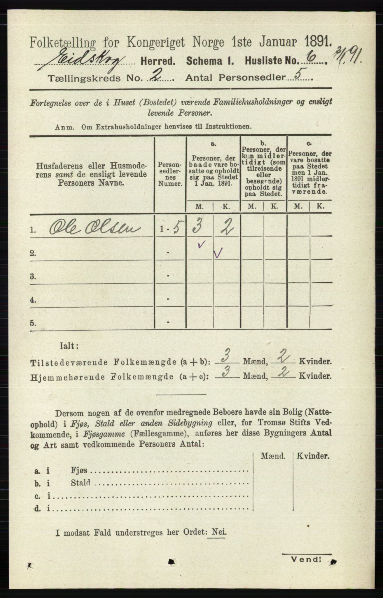 RA, 1891 census for 0420 Eidskog, 1891, p. 435