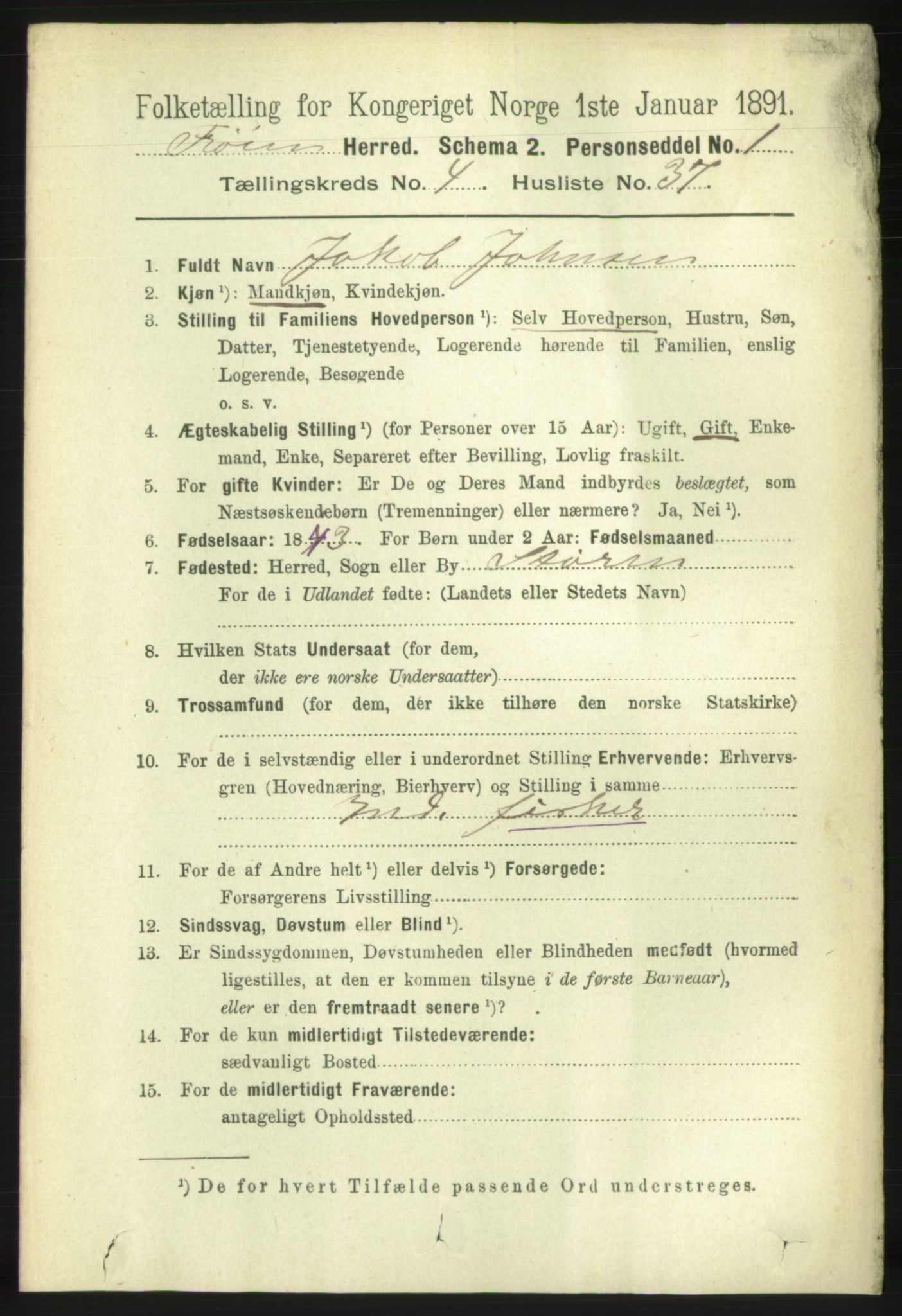 RA, 1891 census for 1619 Frøya, 1891, p. 3218