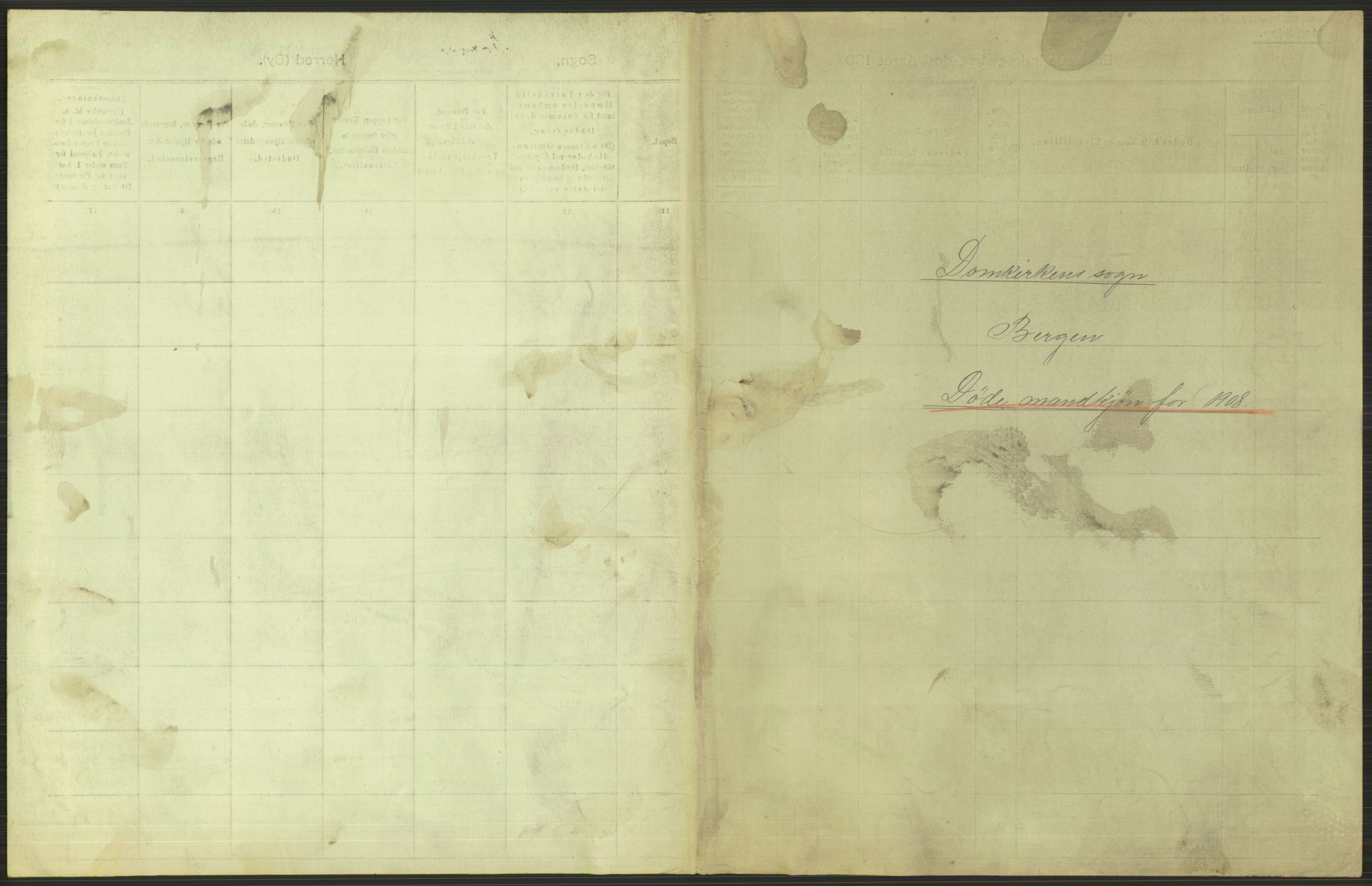 Statistisk sentralbyrå, Sosiodemografiske emner, Befolkning, AV/RA-S-2228/D/Df/Dfa/Dfaf/L0031: Bergen: Gifte, døde, dødfødte., 1908, p. 129