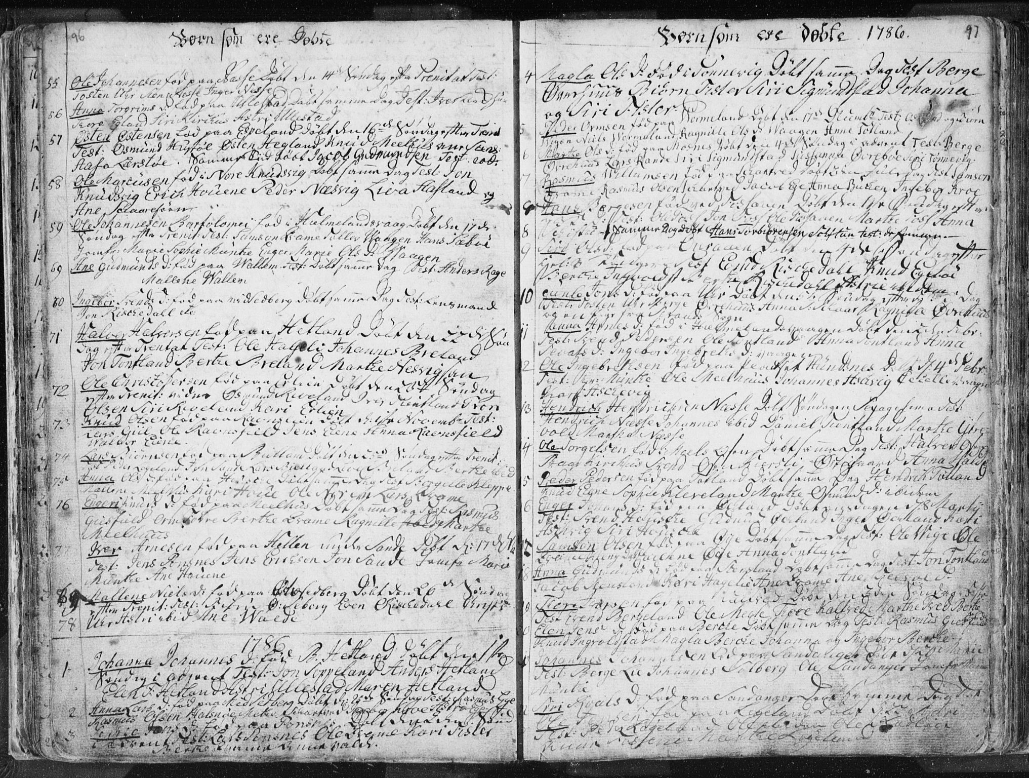 Hjelmeland sokneprestkontor, SAST/A-101843/01/IV/L0001: Parish register (official) no. A 1, 1760-1799, p. 96-97