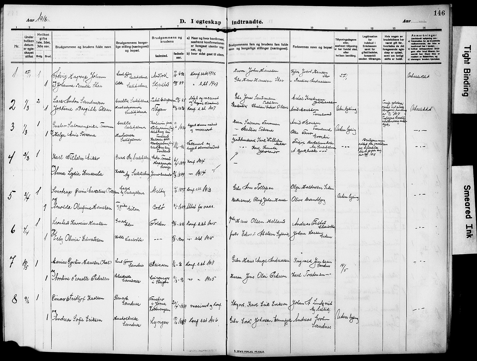 Ministerialprotokoller, klokkerbøker og fødselsregistre - Nordland, AV/SAT-A-1459/850/L0710: Parish register (official) no. 850A02, 1910-1920, p. 146