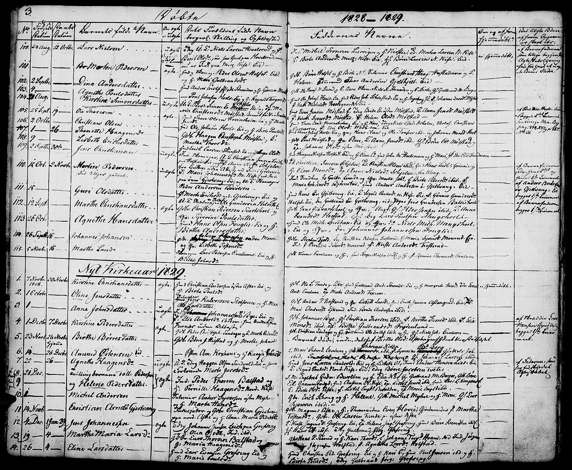 Nes prestekontor, Hedmark, AV/SAH-PREST-020/K/Ka/L0003: Parish register (official) no. 3, 1827-1851, p. 3