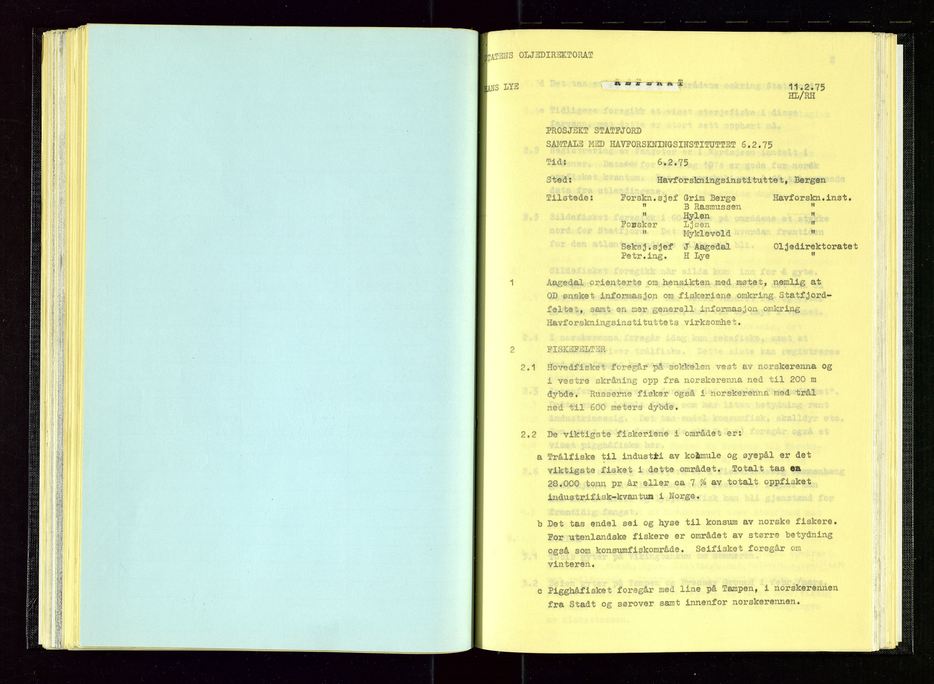 Oljedirektoratet, AV/SAST-A-101366/Aa/L0004: Referatprotokoller, 1975