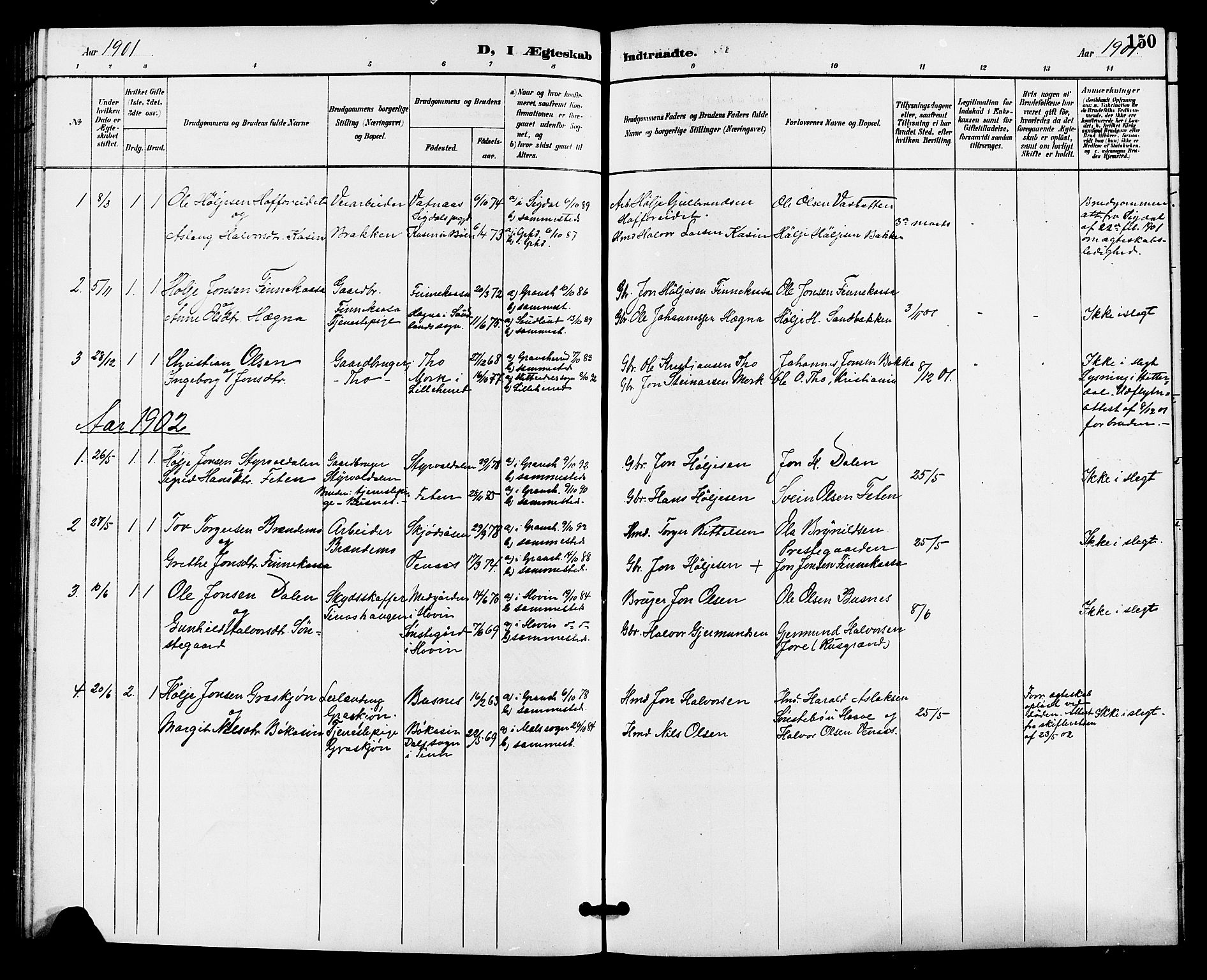Gransherad kirkebøker, AV/SAKO-A-267/G/Ga/L0003: Parish register (copy) no. I 3, 1887-1915, p. 150