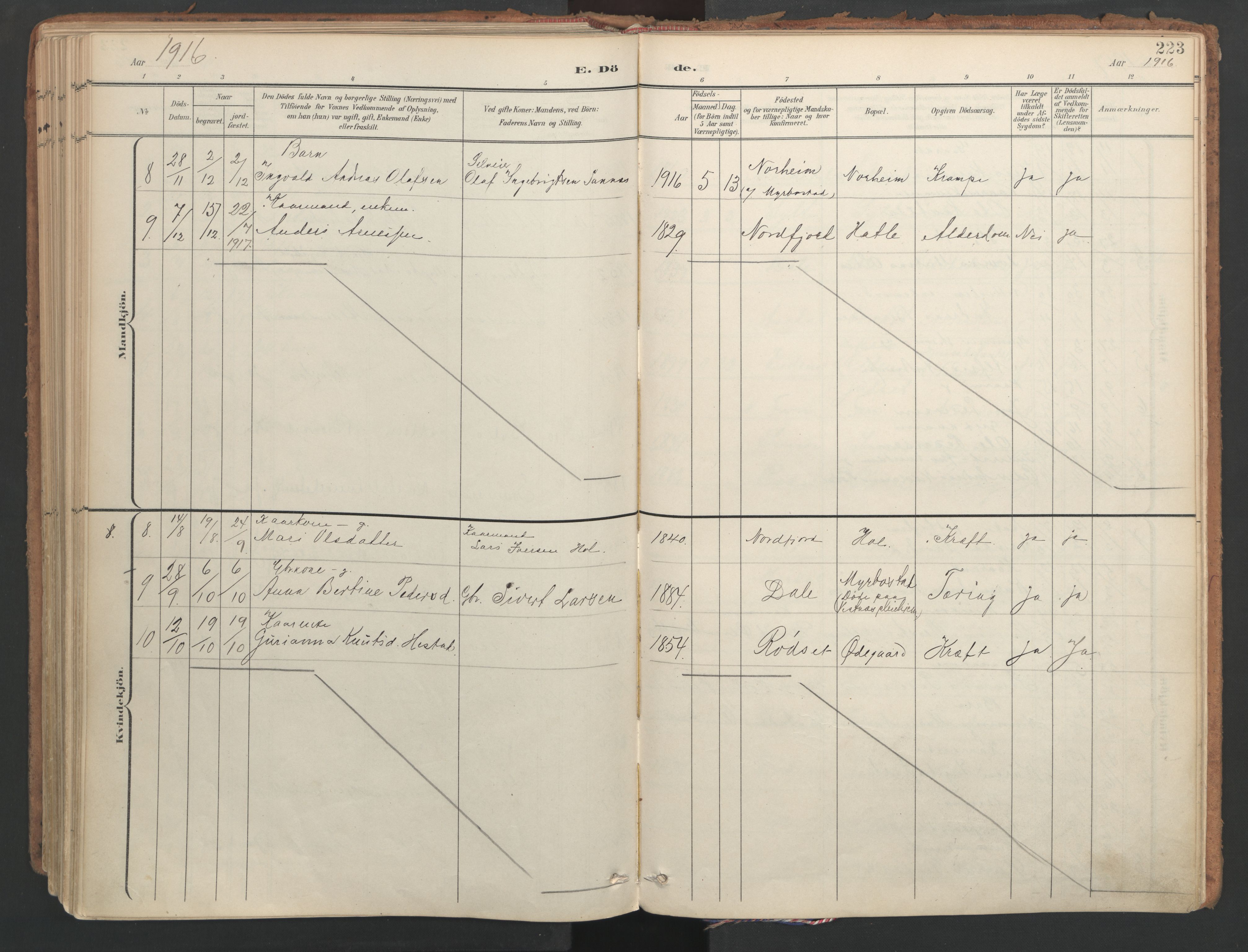 Ministerialprotokoller, klokkerbøker og fødselsregistre - Møre og Romsdal, AV/SAT-A-1454/564/L0741: Parish register (official) no. 564A02, 1900-1976, p. 223