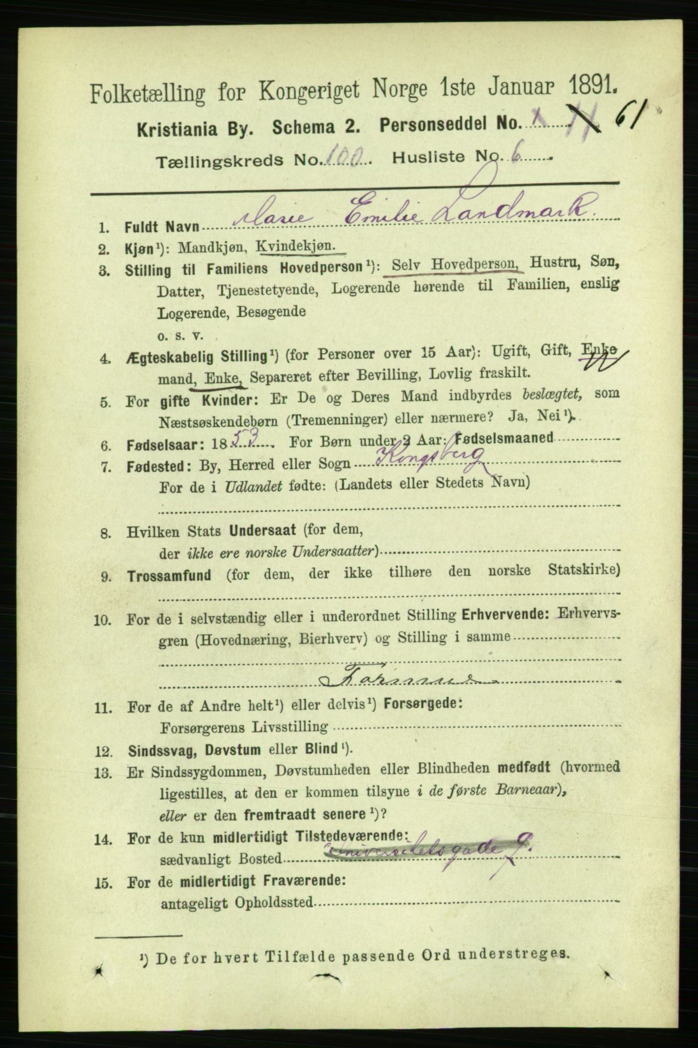 RA, 1891 census for 0301 Kristiania, 1891, p. 49448