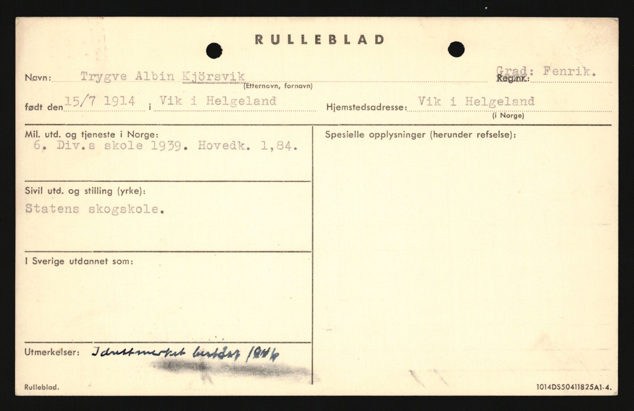 Forsvaret, Sør-Hålogaland landforsvar, AV/RA-RAFA-2552/P/Pa/L0302: Personellmapper for slettet personell, yrkesbefal og vernepliktig befal, født 1913-1916, 1932-1976, p. 221