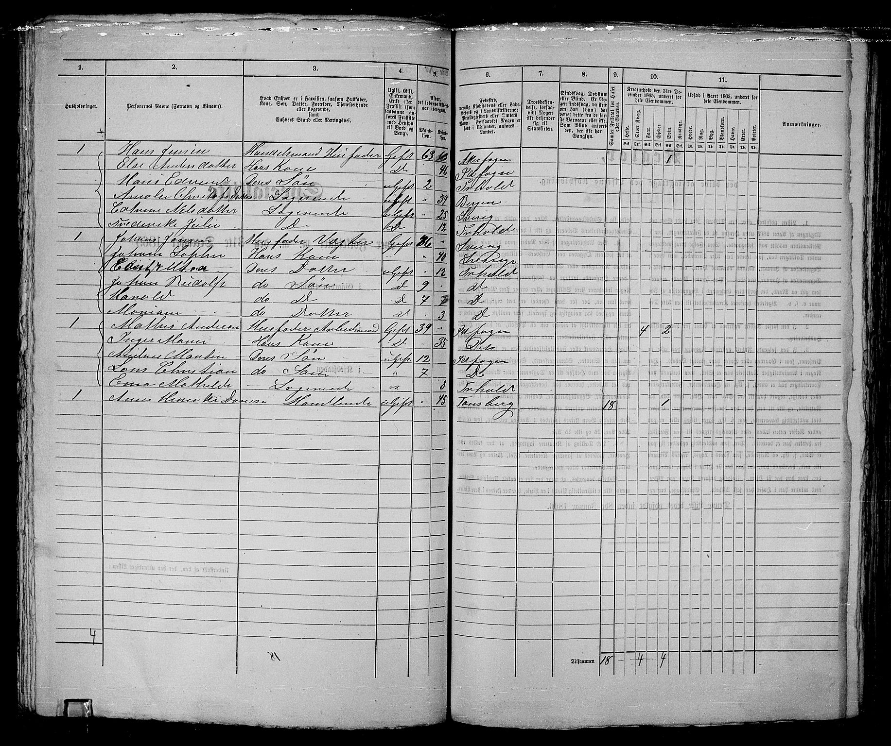 RA, 1865 census for Fredrikshald, 1865, p. 1042