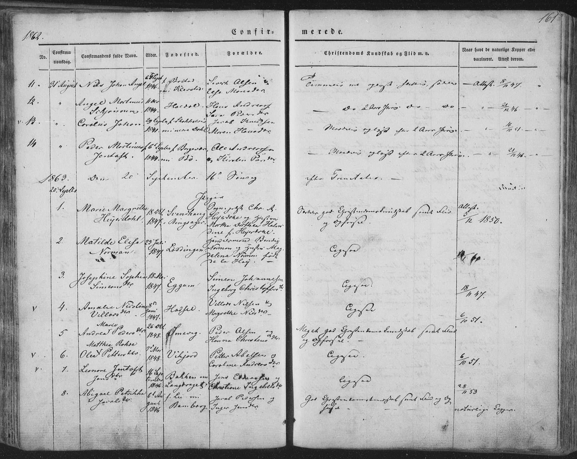 Ministerialprotokoller, klokkerbøker og fødselsregistre - Nordland, AV/SAT-A-1459/880/L1131: Parish register (official) no. 880A05, 1844-1868, p. 161