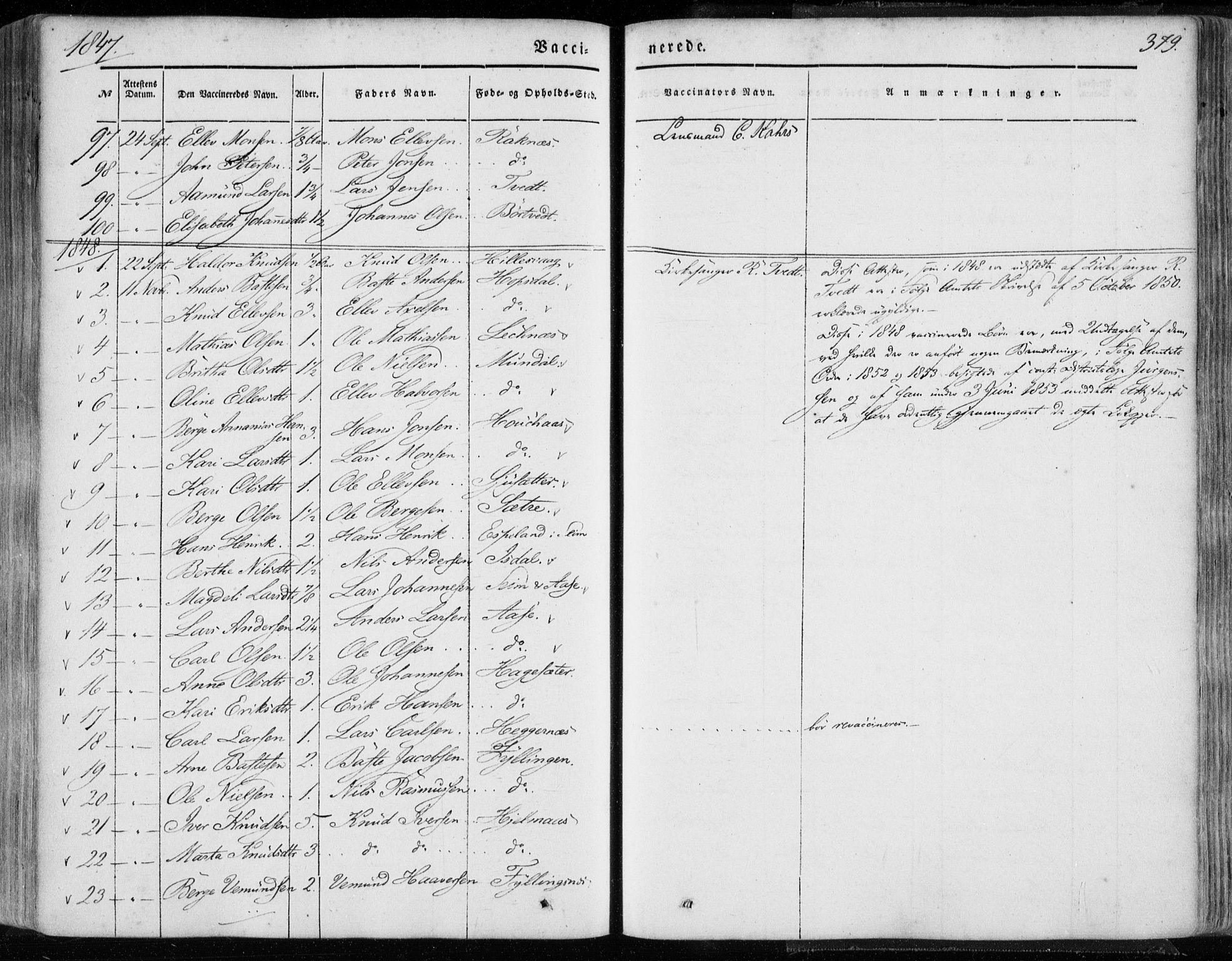 Hamre sokneprestembete, SAB/A-75501/H/Ha/Haa/Haaa/L0013: Parish register (official) no. A 13, 1846-1857, p. 379