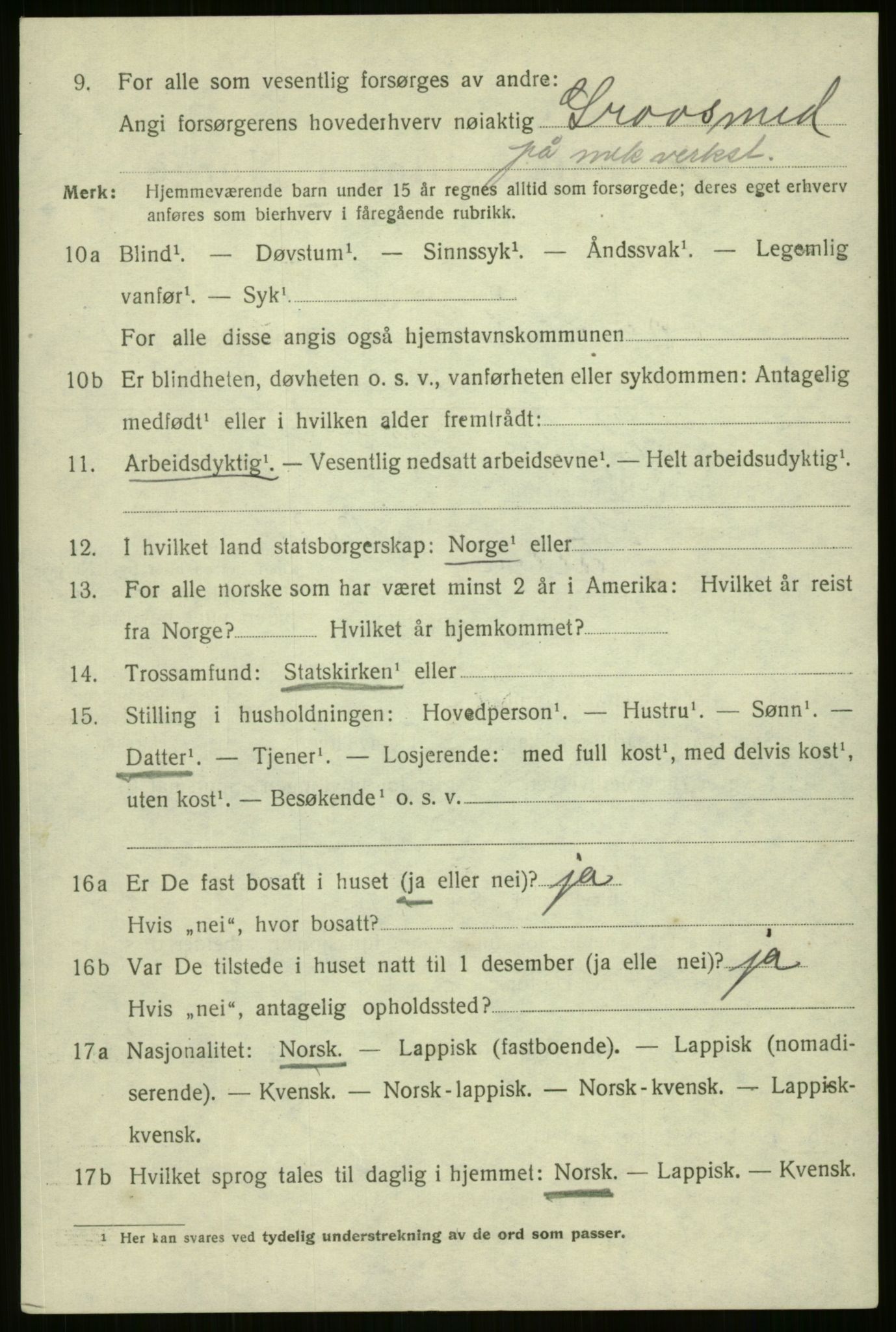 SATØ, 1920 census for Harstad, 1920, p. 3075