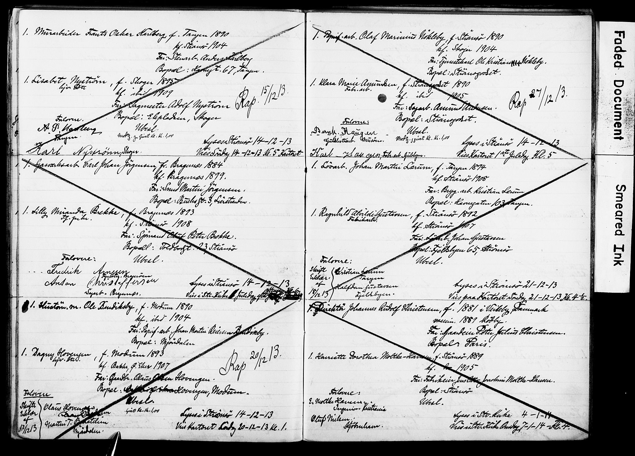 Strømsø kirkebøker, AV/SAKO-A-246/H/Ha/L0014: Banns register no. 14, 1911-1920