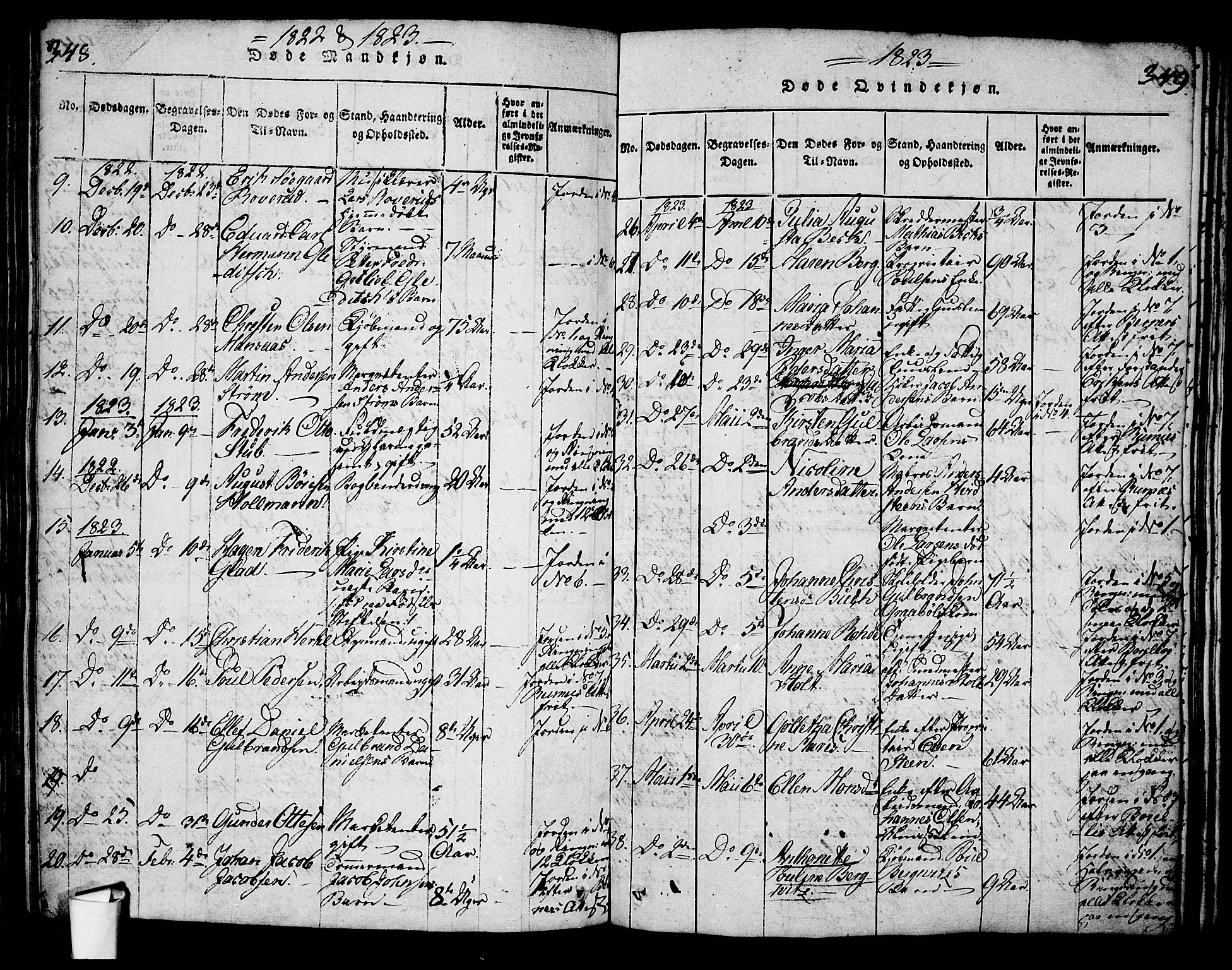 Oslo domkirke Kirkebøker, SAO/A-10752/G/Ga/L0001: Parish register (copy) no. 1, 1817-1825, p. 348-349