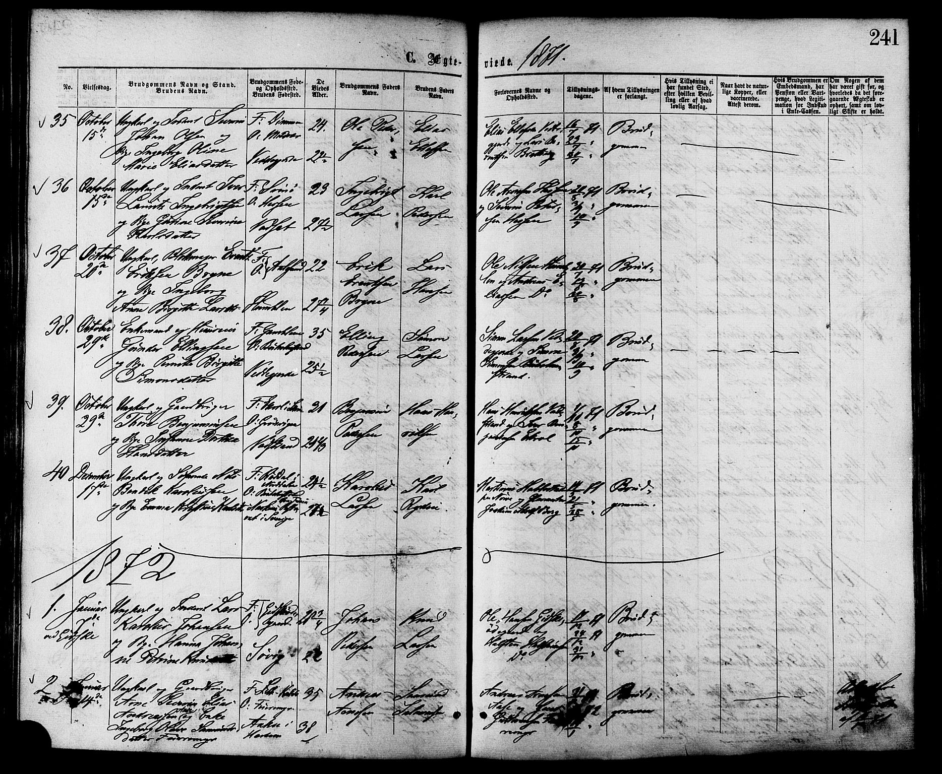 Ministerialprotokoller, klokkerbøker og fødselsregistre - Møre og Romsdal, AV/SAT-A-1454/528/L0399: Parish register (official) no. 528A10, 1864-1879, p. 241