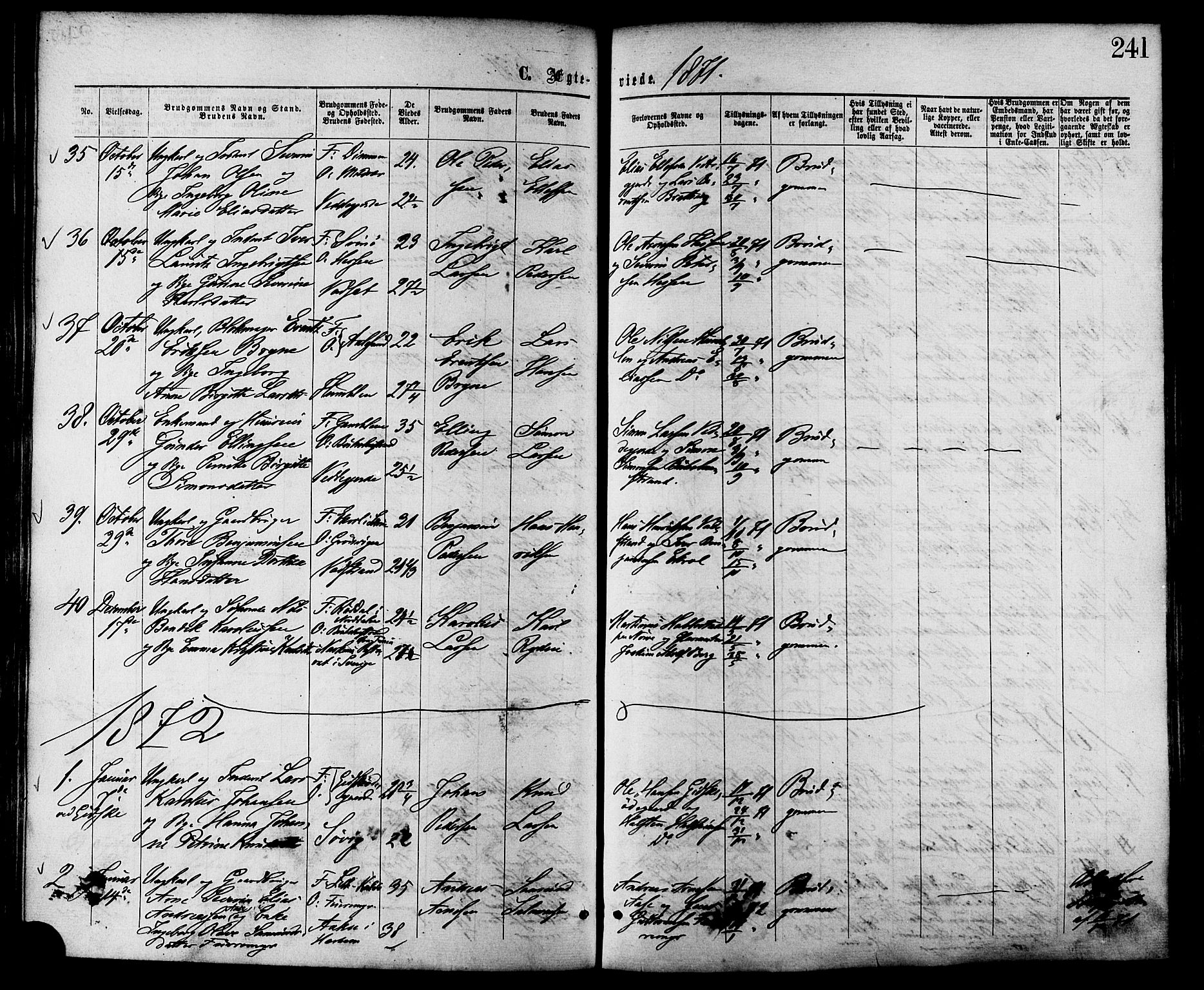 Ministerialprotokoller, klokkerbøker og fødselsregistre - Møre og Romsdal, AV/SAT-A-1454/528/L0399: Parish register (official) no. 528A10, 1864-1879, p. 241