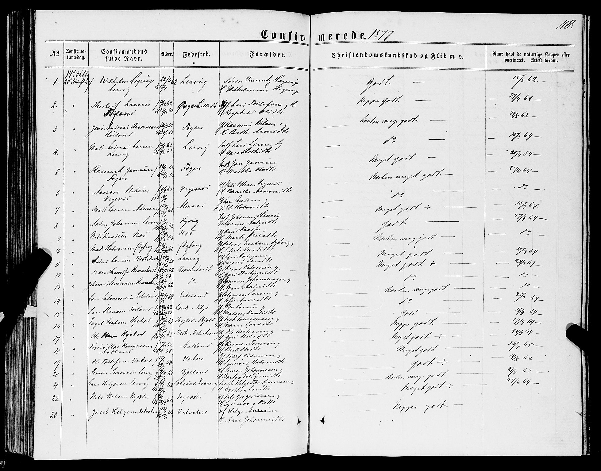 Stord sokneprestembete, AV/SAB-A-78201/H/Haa: Parish register (official) no. B 1, 1862-1877, p. 118