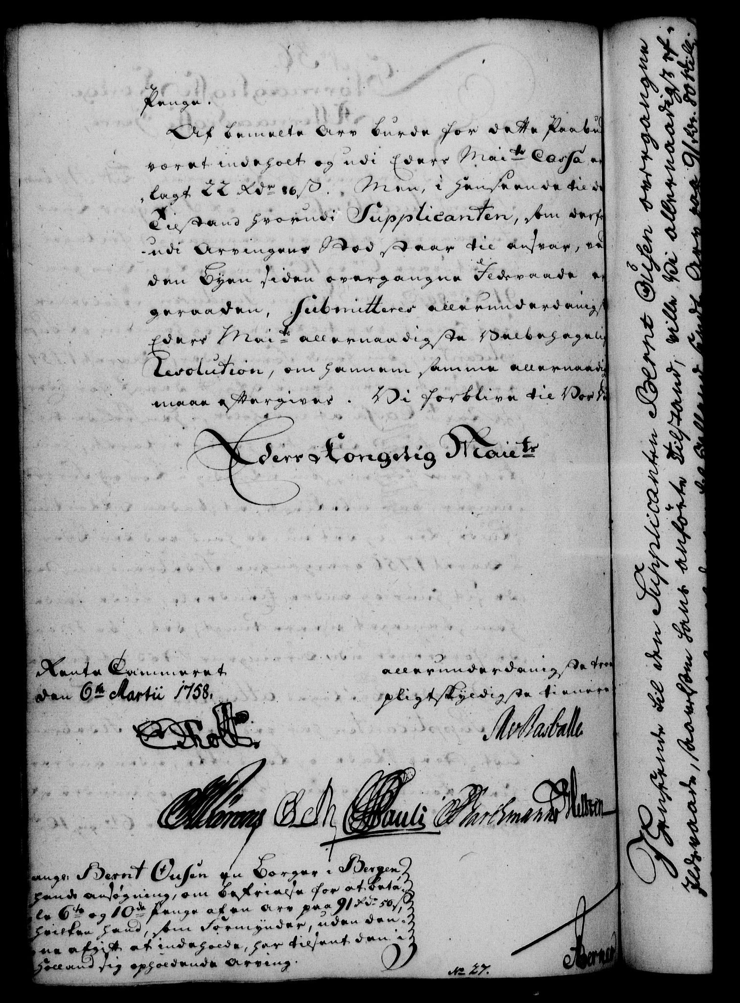 Rentekammeret, Kammerkanselliet, RA/EA-3111/G/Gf/Gfa/L0040: Norsk relasjons- og resolusjonsprotokoll (merket RK 52.40), 1758, p. 183