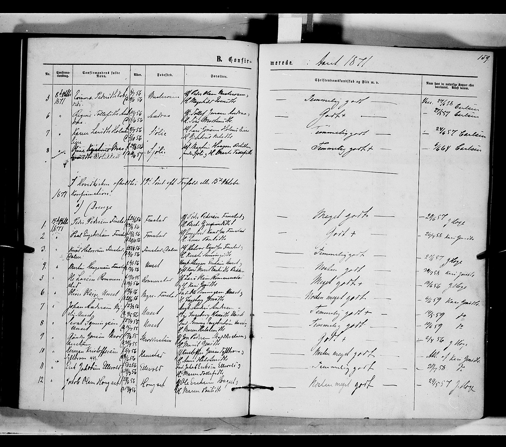 Rendalen prestekontor, AV/SAH-PREST-054/H/Ha/Haa/L0006: Parish register (official) no. 6, 1867-1877, p. 159