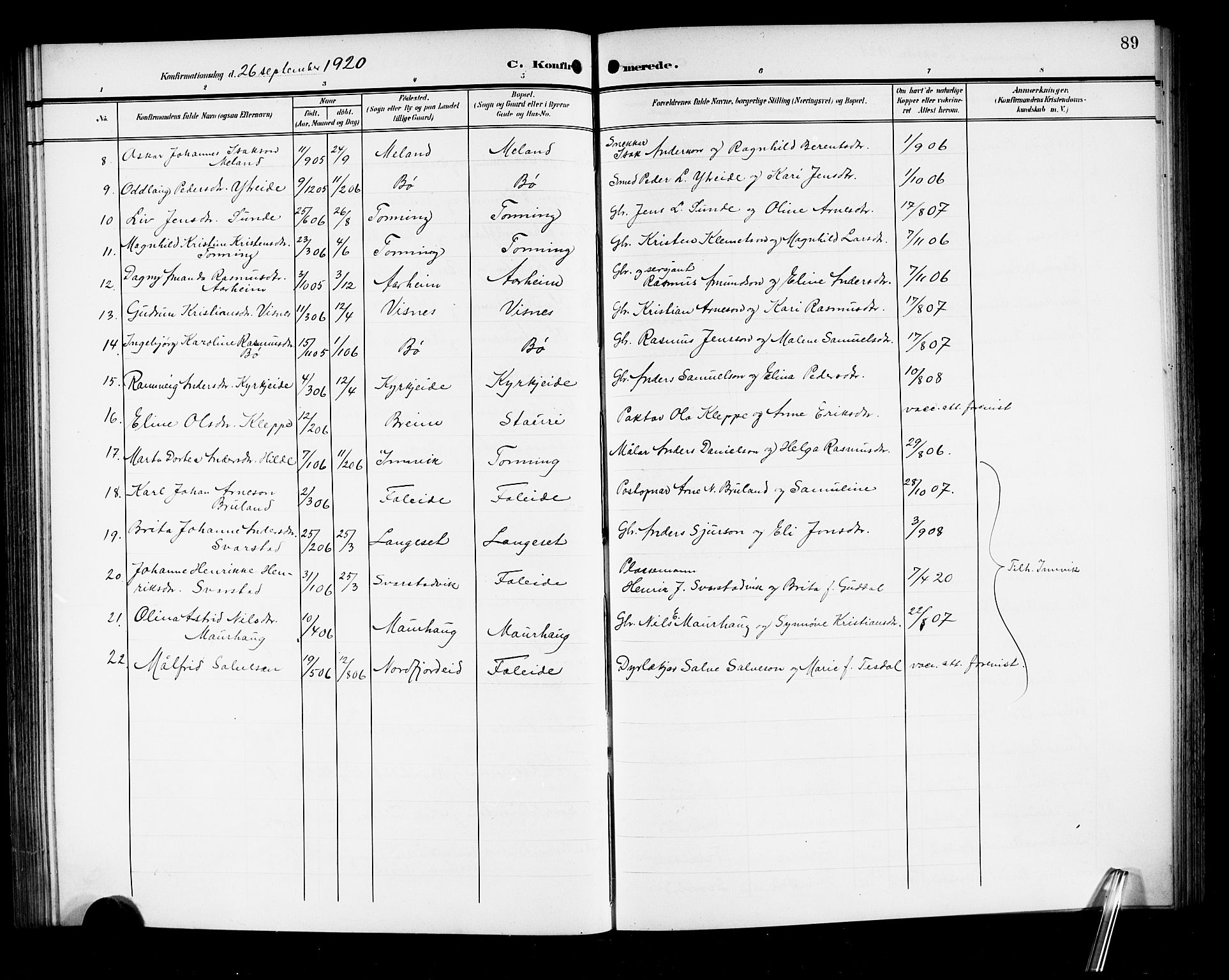 Stryn Sokneprestembete, SAB/A-82501: Parish register (copy) no. A 3, 1906-1924, p. 89
