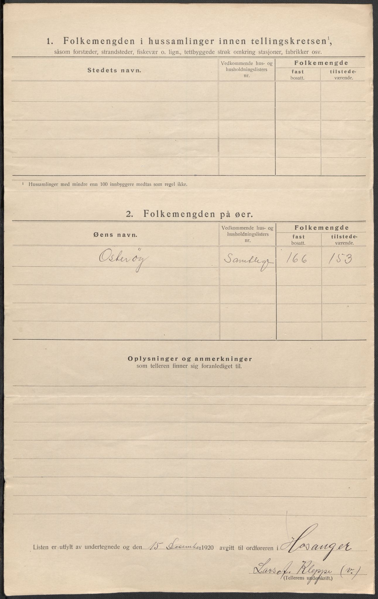 SAB, 1920 census for Hosanger, 1920, p. 31