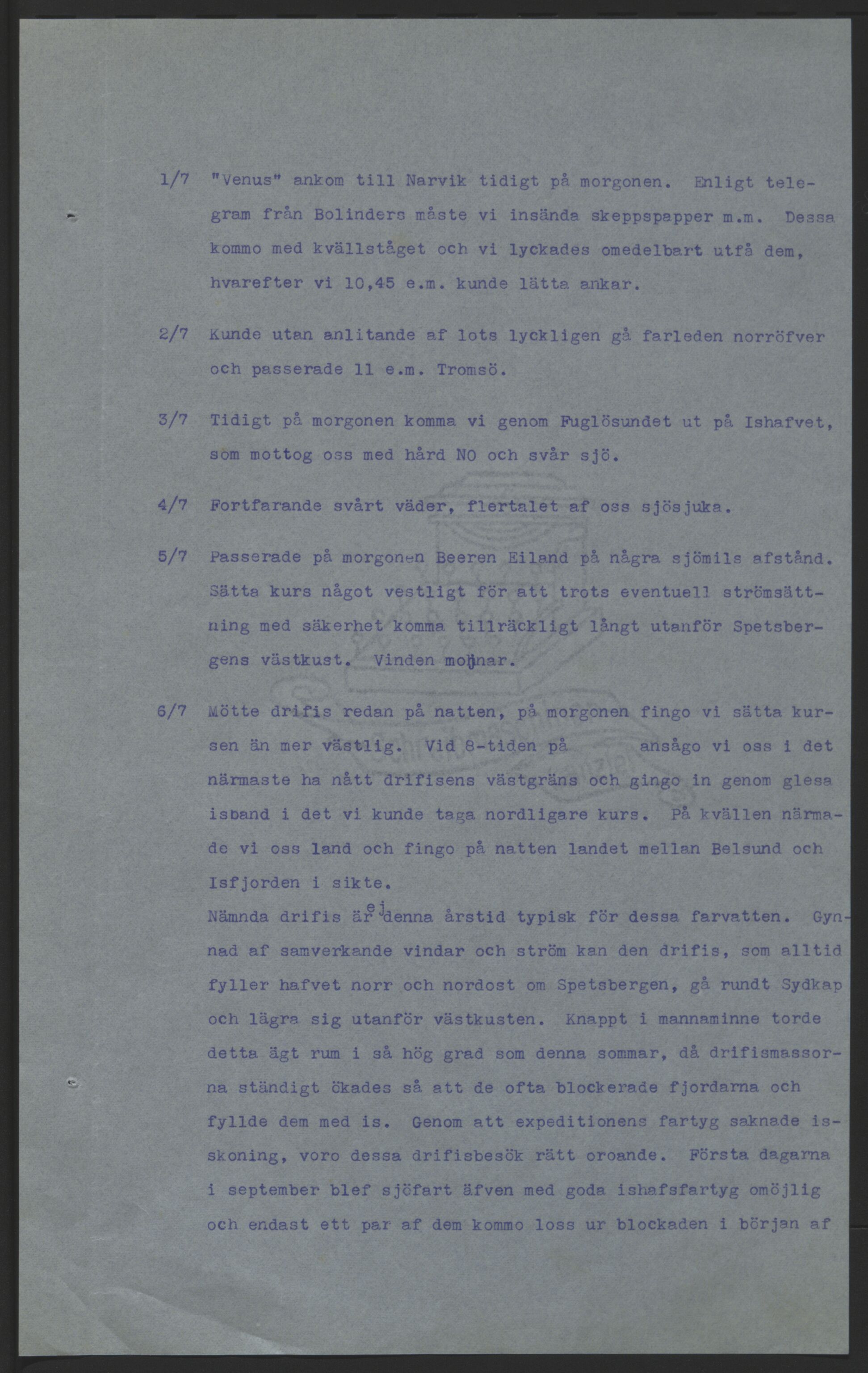 Store Norske Spitsbergen Kulkompani A/S, AV/SATØ-P-0073/01/X15/L0449/0001: Ekspedisjoner / Ekspedisjoner - Spitsbergenekspedisjonene, 1910, p. 2