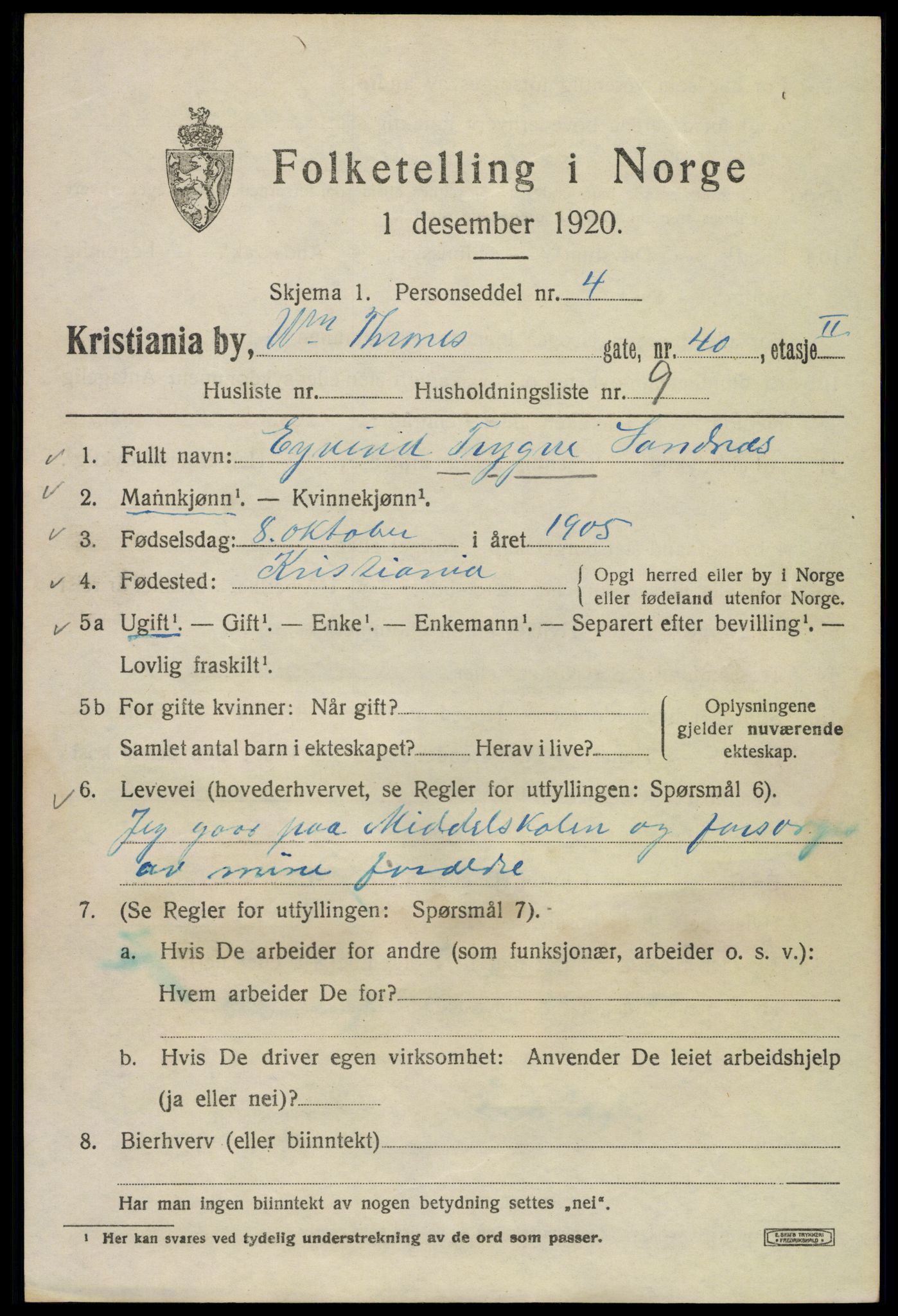 SAO, 1920 census for Kristiania, 1920, p. 647515
