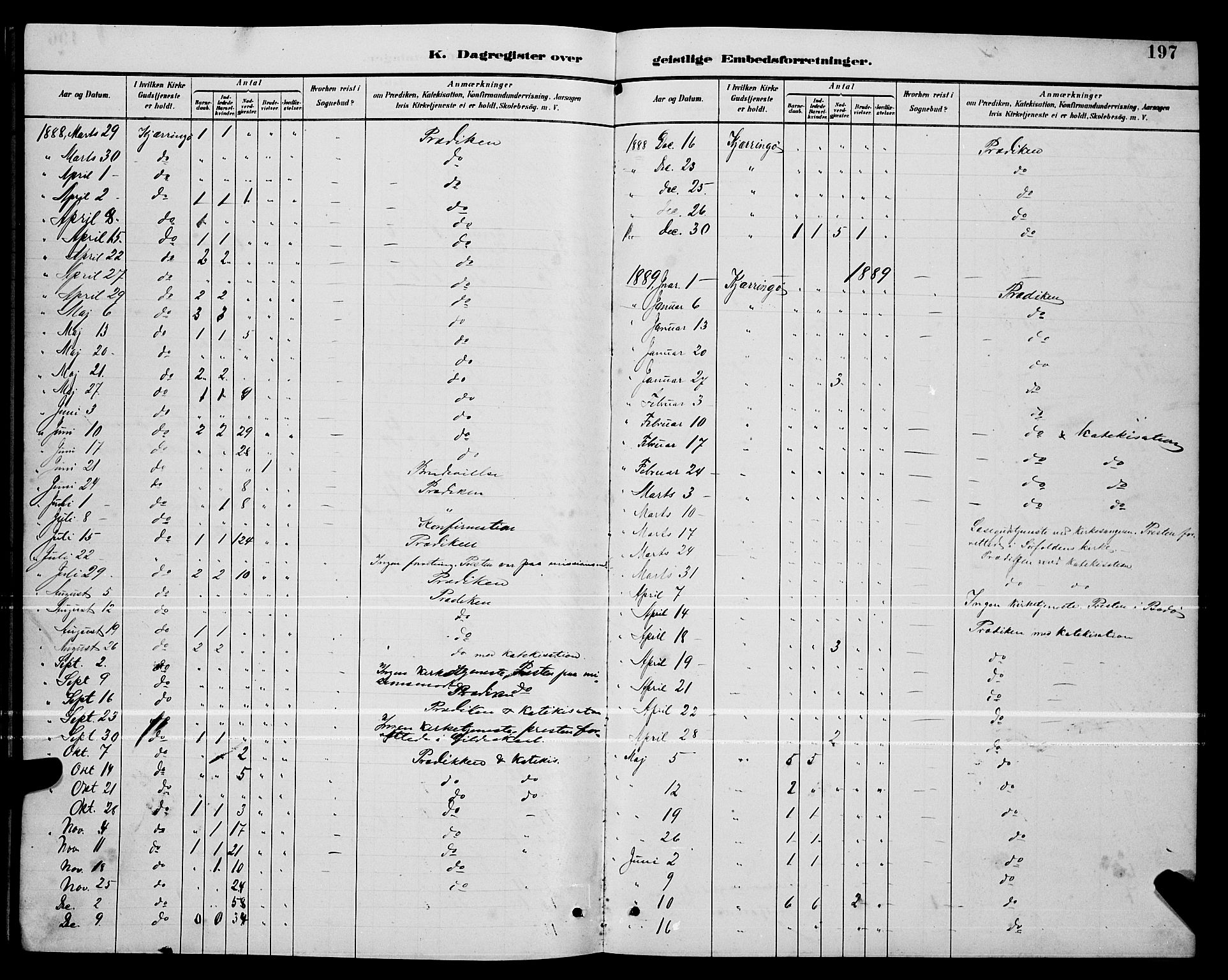 Ministerialprotokoller, klokkerbøker og fødselsregistre - Nordland, AV/SAT-A-1459/803/L0076: Parish register (copy) no. 803C03, 1882-1897, p. 197