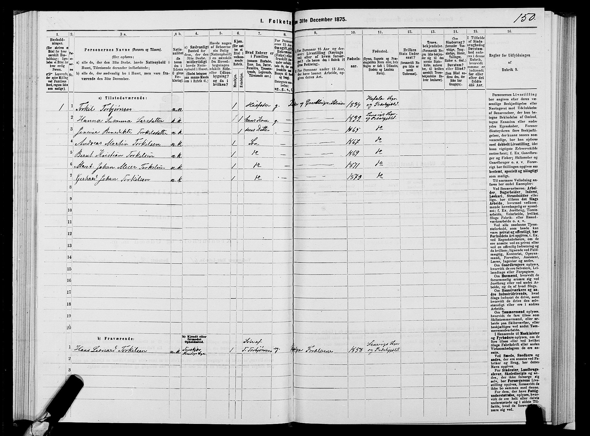 SATØ, 1875 census for 1931P Lenvik, 1875, p. 1150