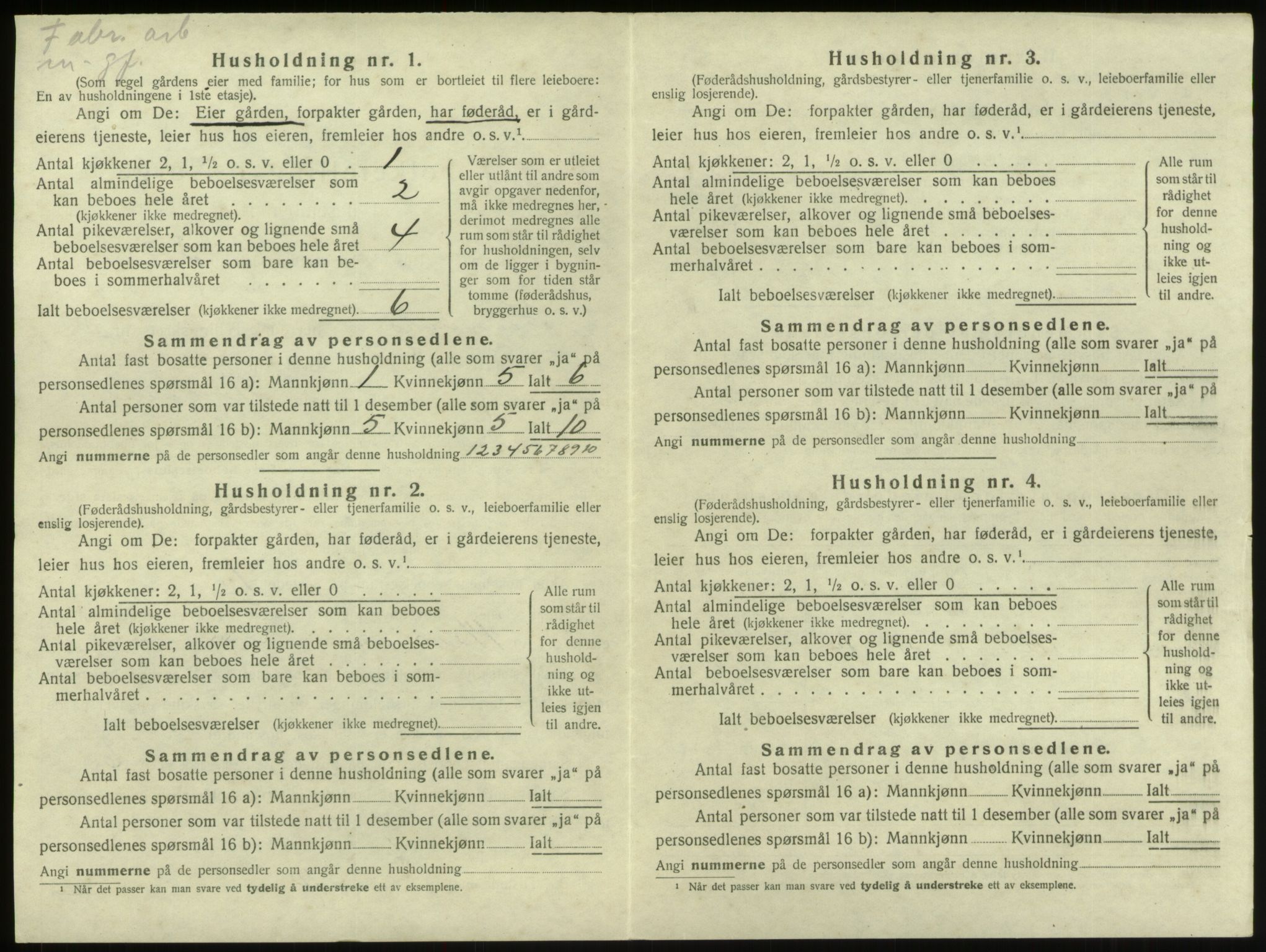 SAB, 1920 census for Innvik, 1920, p. 226