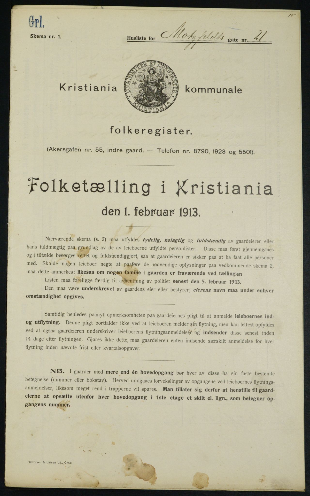 OBA, Municipal Census 1913 for Kristiania, 1913, p. 66195