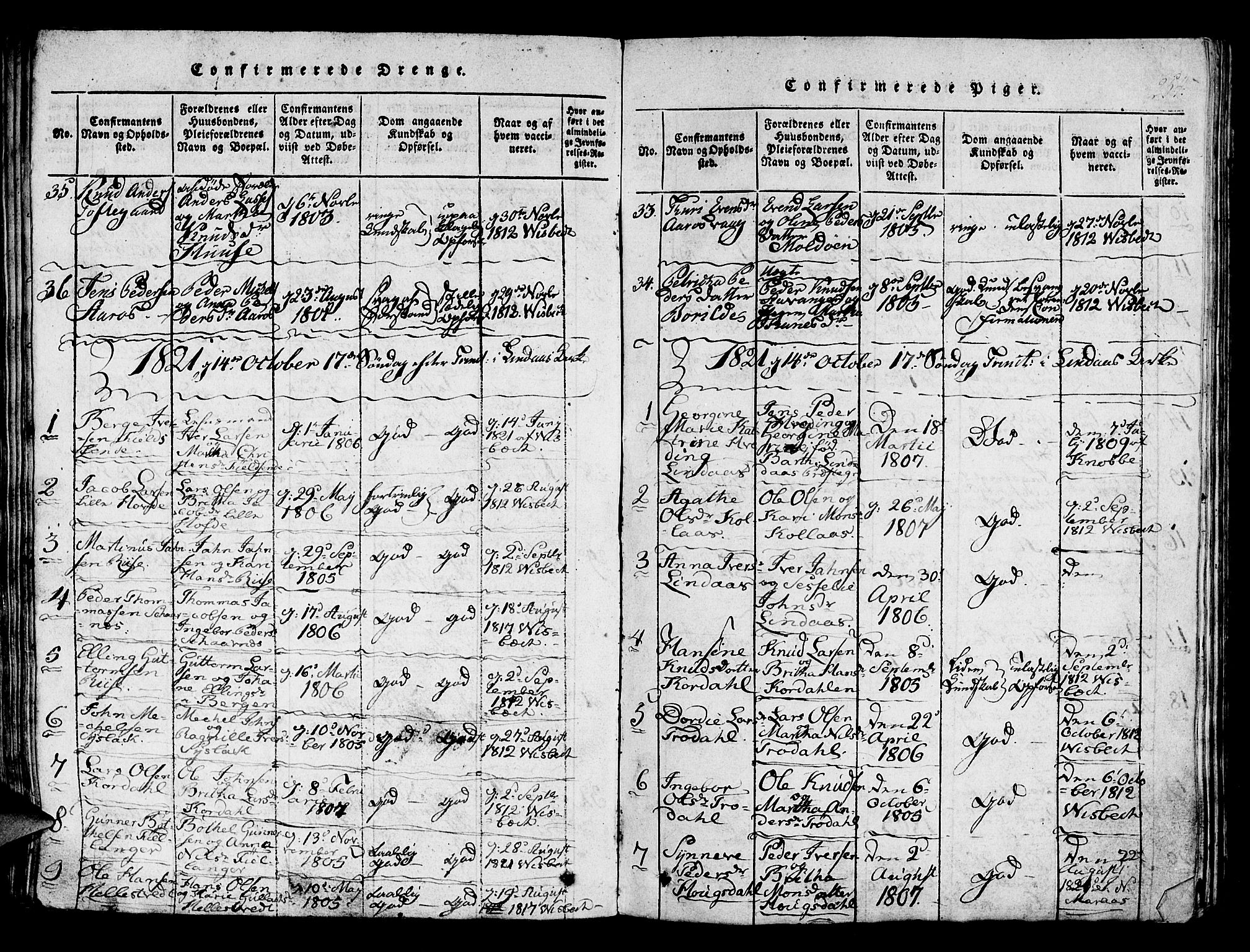 Lindås Sokneprestembete, AV/SAB-A-76701/H/Haa/Haaa/L0007: Parish register (official) no. A 7, 1816-1823, p. 256