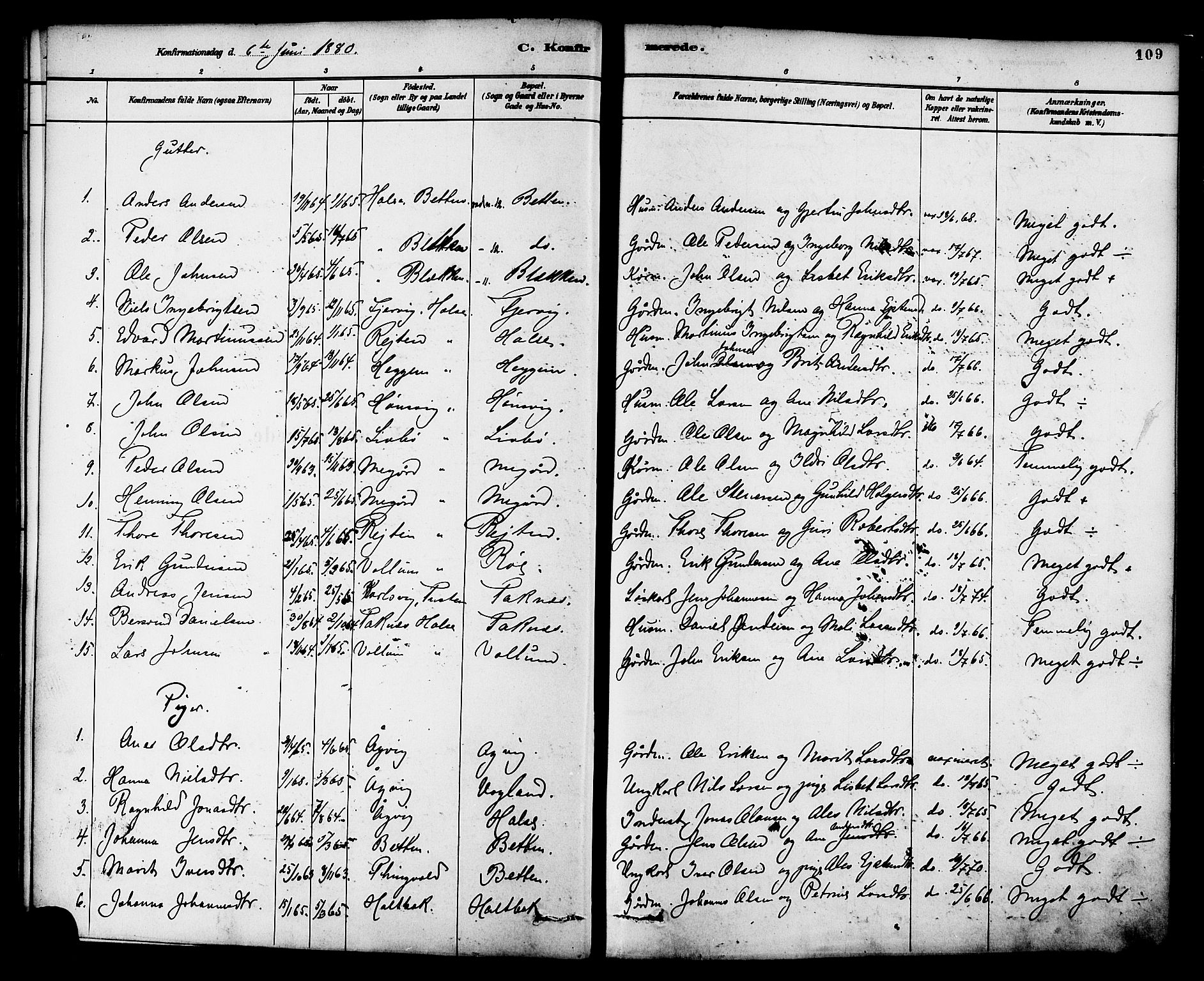 Ministerialprotokoller, klokkerbøker og fødselsregistre - Møre og Romsdal, AV/SAT-A-1454/576/L0885: Parish register (official) no. 576A03, 1880-1898, p. 109