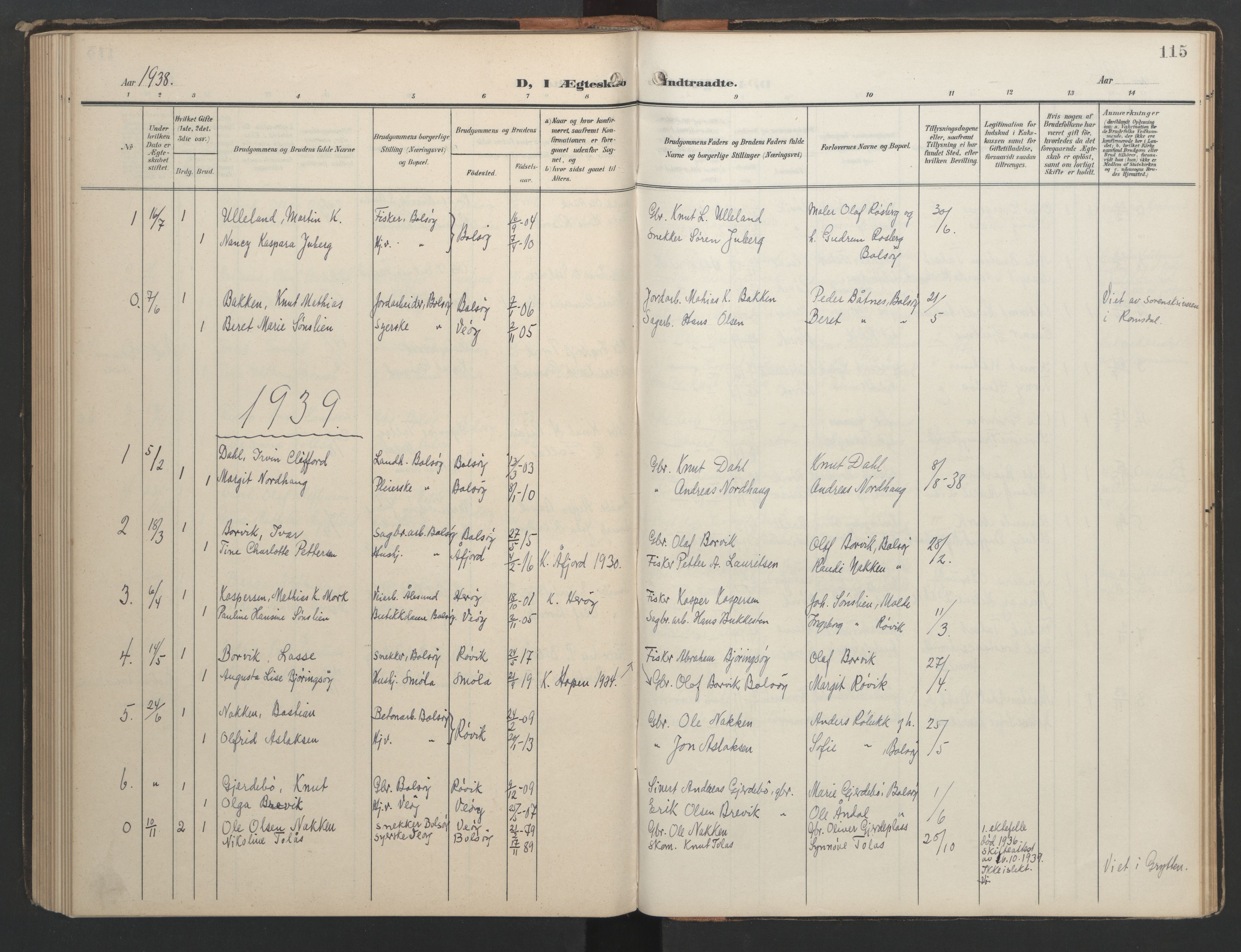 Ministerialprotokoller, klokkerbøker og fødselsregistre - Møre og Romsdal, AV/SAT-A-1454/556/L0677: Parish register (copy) no. 556C01, 1907-1953, p. 115