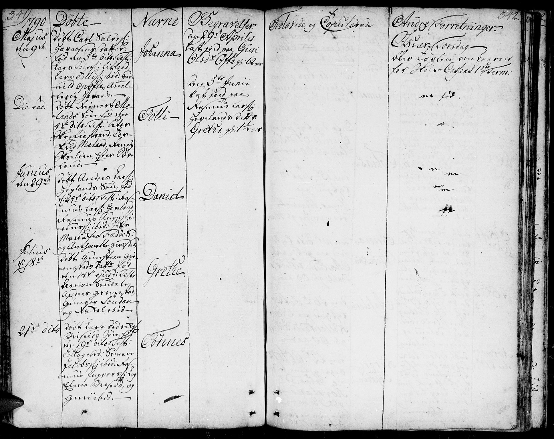 Herad sokneprestkontor, AV/SAK-1111-0018/F/Fa/Faa/L0001: Parish register (official) no. A 1 /1, 1768-1799, p. 341-342