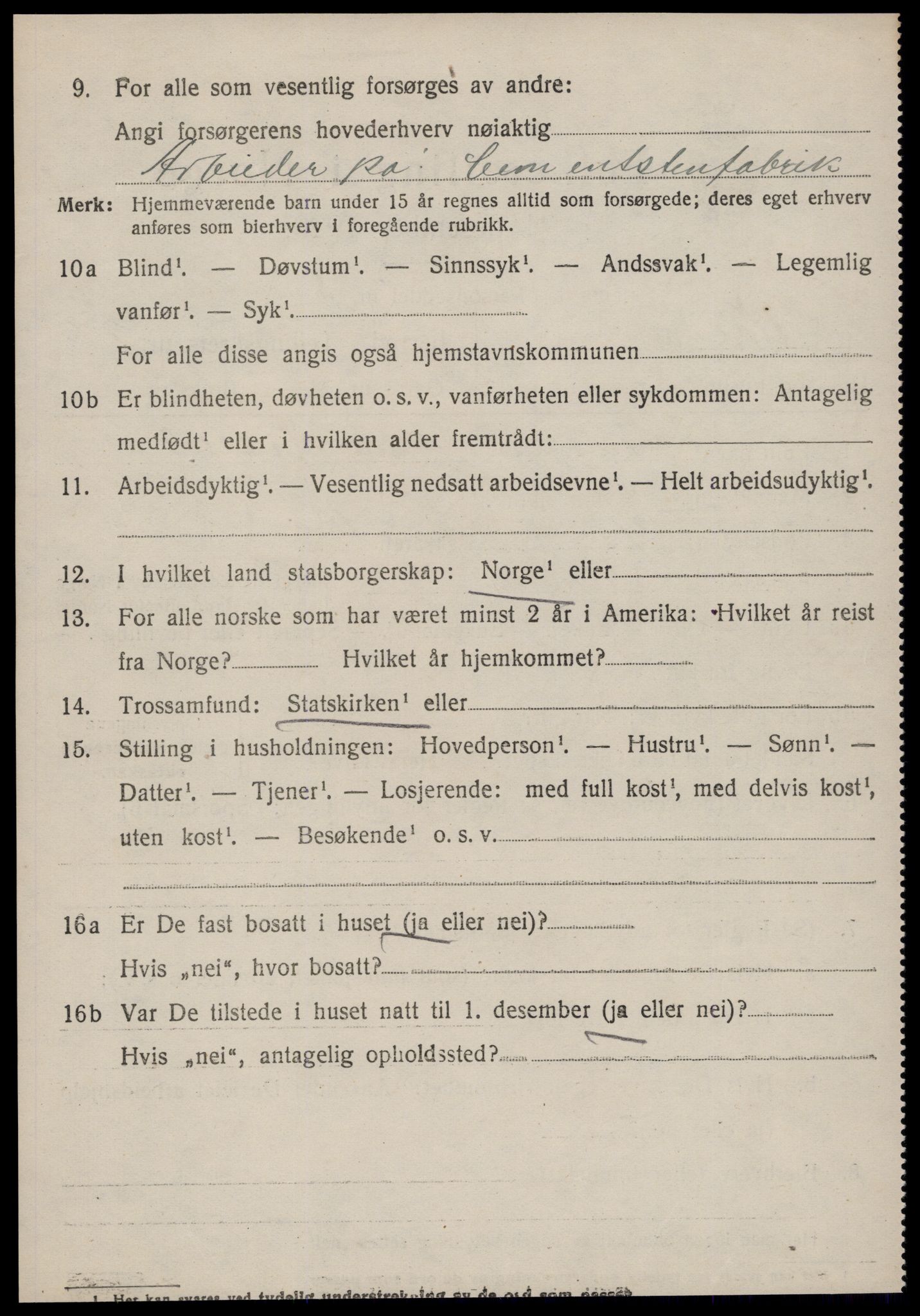 SAT, 1920 census for Volda, 1920, p. 12929