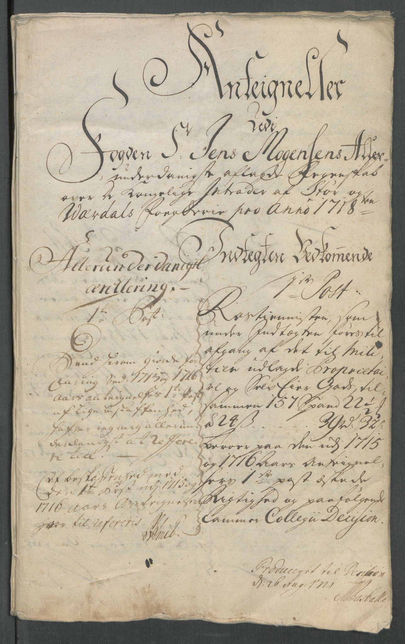 Rentekammeret inntil 1814, Reviderte regnskaper, Fogderegnskap, RA/EA-4092/R62/L4208: Fogderegnskap Stjørdal og Verdal, 1718, p. 321