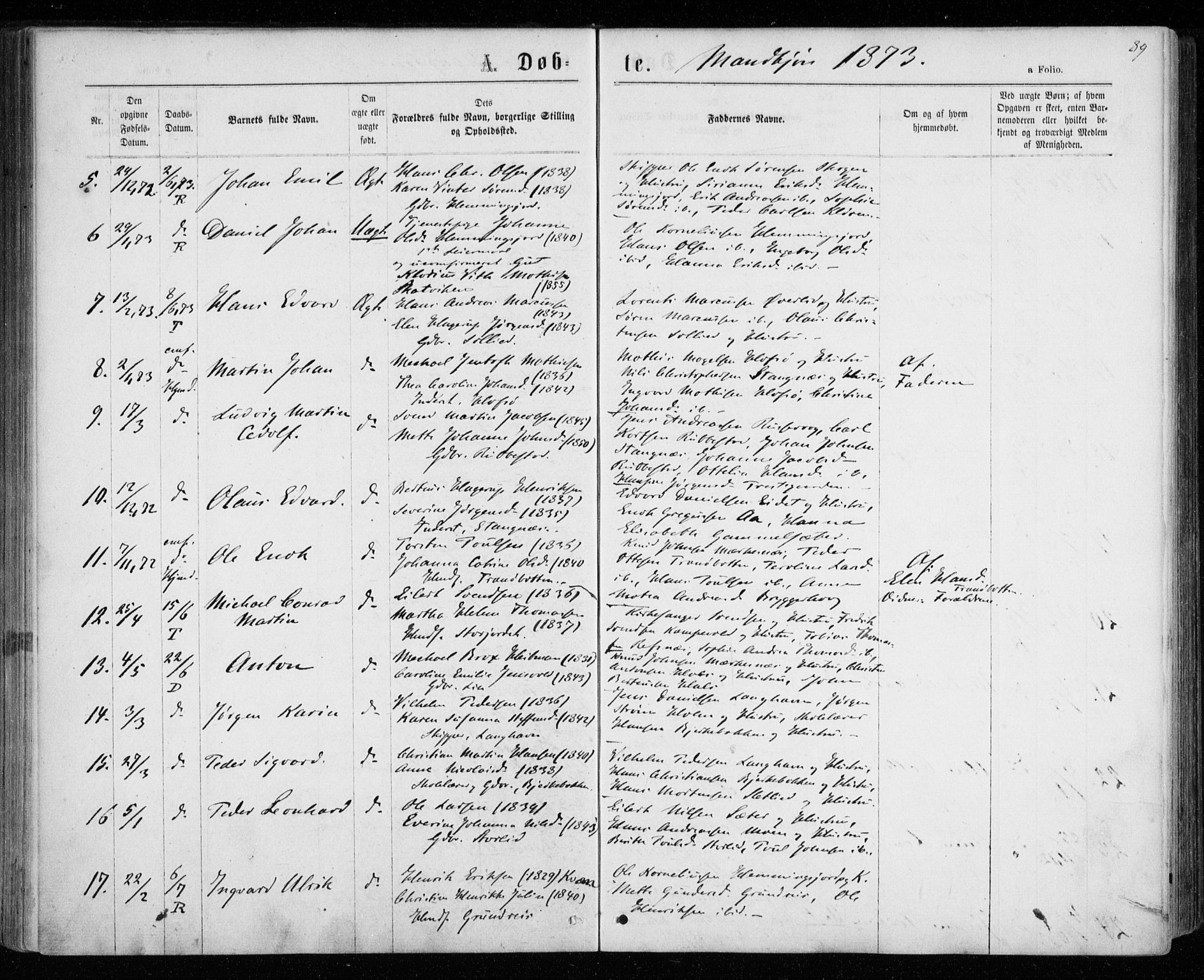 Tranøy sokneprestkontor, SATØ/S-1313/I/Ia/Iaa/L0008kirke: Parish register (official) no. 8, 1867-1877, p. 89