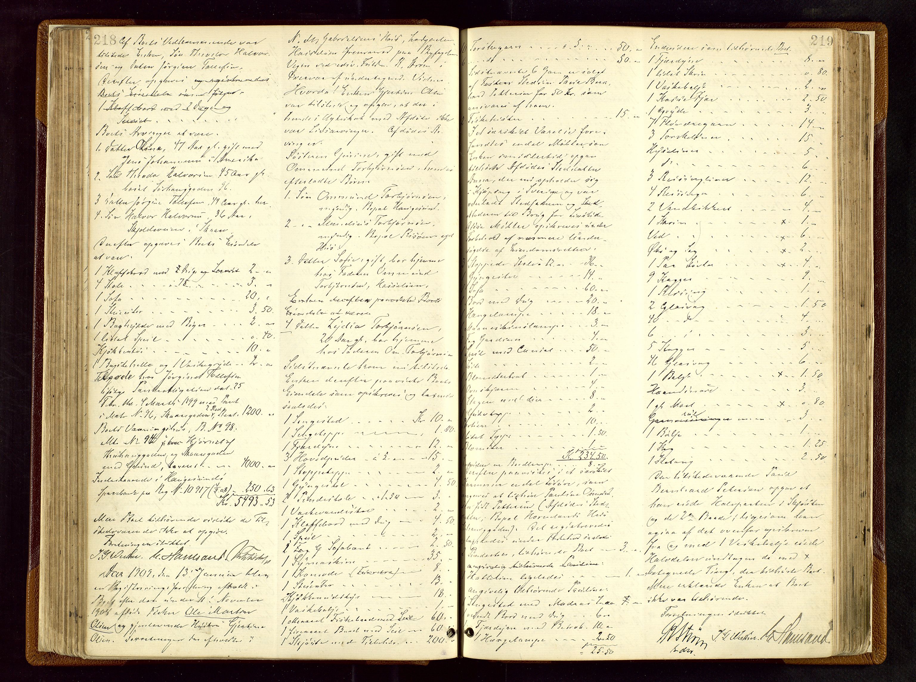 Haugesund tingrett, AV/SAST-A-101415/01/IV/IVB/L0003: Skifteregistreringsprotokoll, med register, 1898-1914, p. 218-219