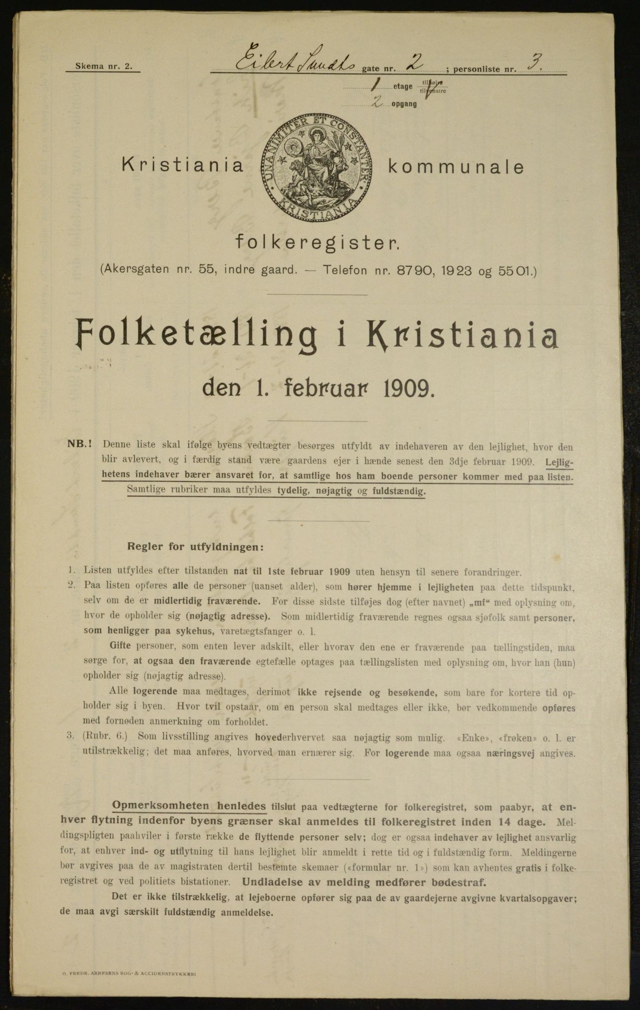 OBA, Municipal Census 1909 for Kristiania, 1909, p. 17112