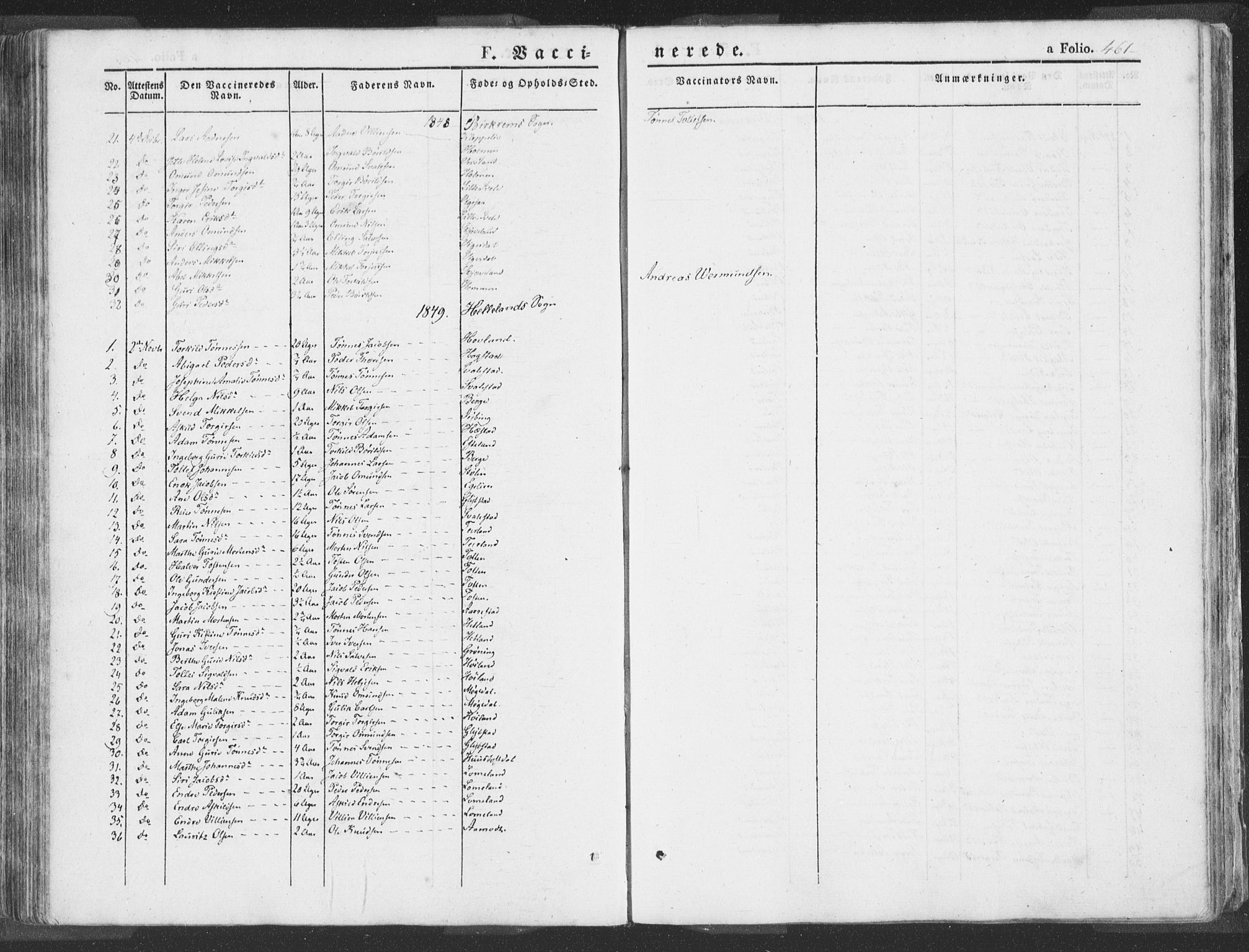 Helleland sokneprestkontor, SAST/A-101810: Parish register (official) no. A 6.2, 1834-1863, p. 461