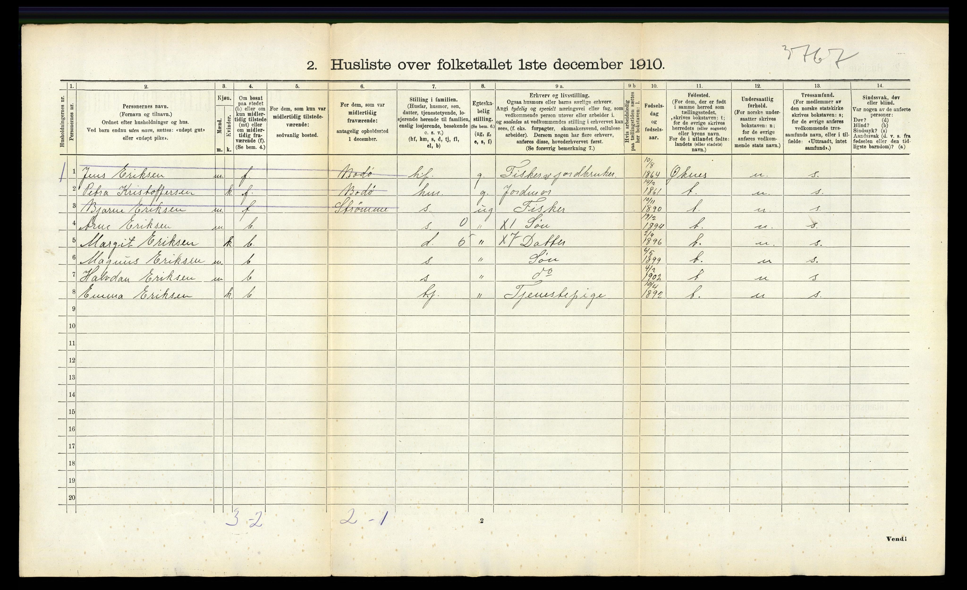 RA, 1910 census for Bø, 1910, p. 558