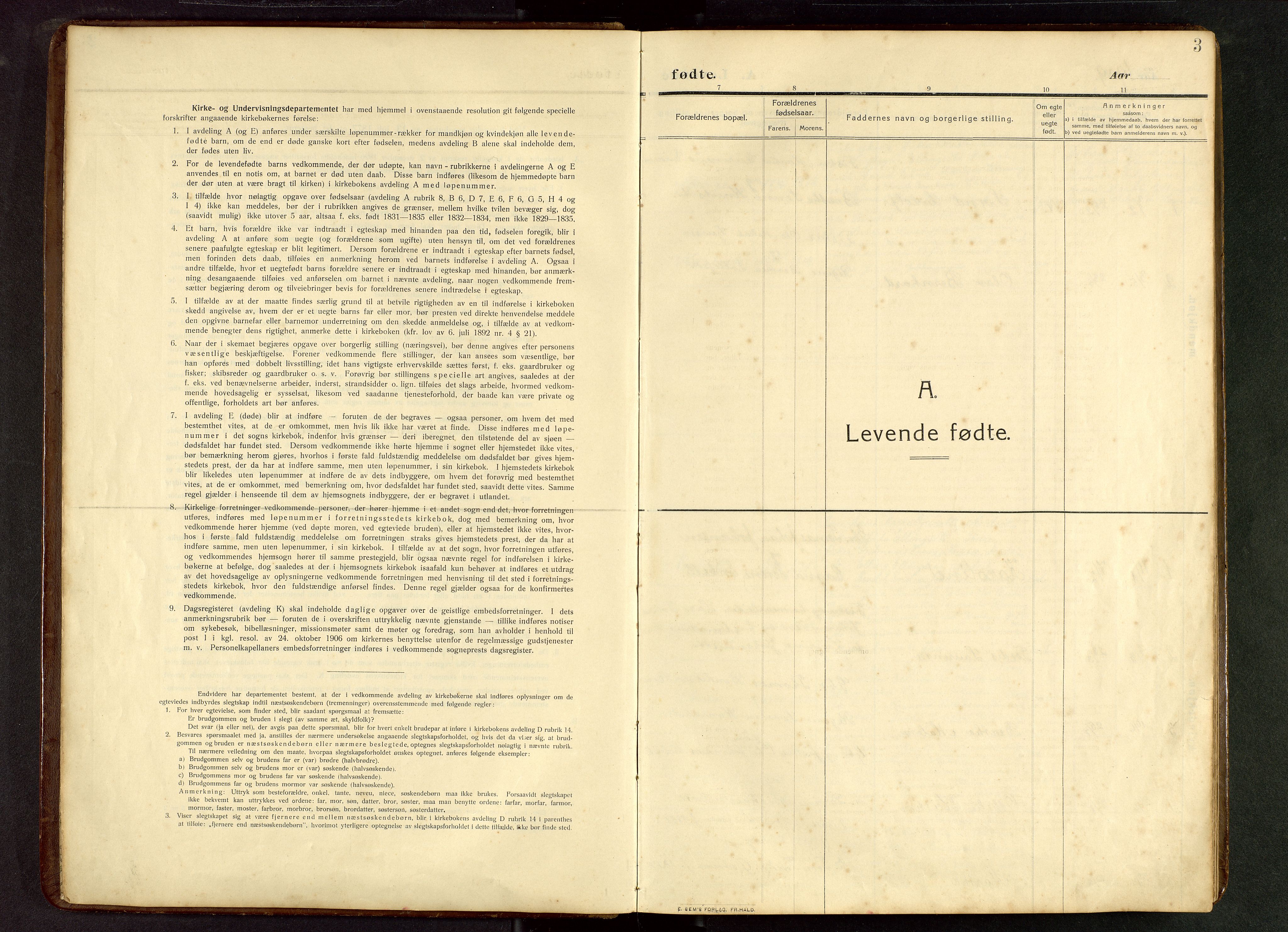 Torvastad sokneprestkontor, SAST/A -101857/H/Ha/Hab/L0012: Parish register (copy) no. B 12, 1909-1945, p. 3