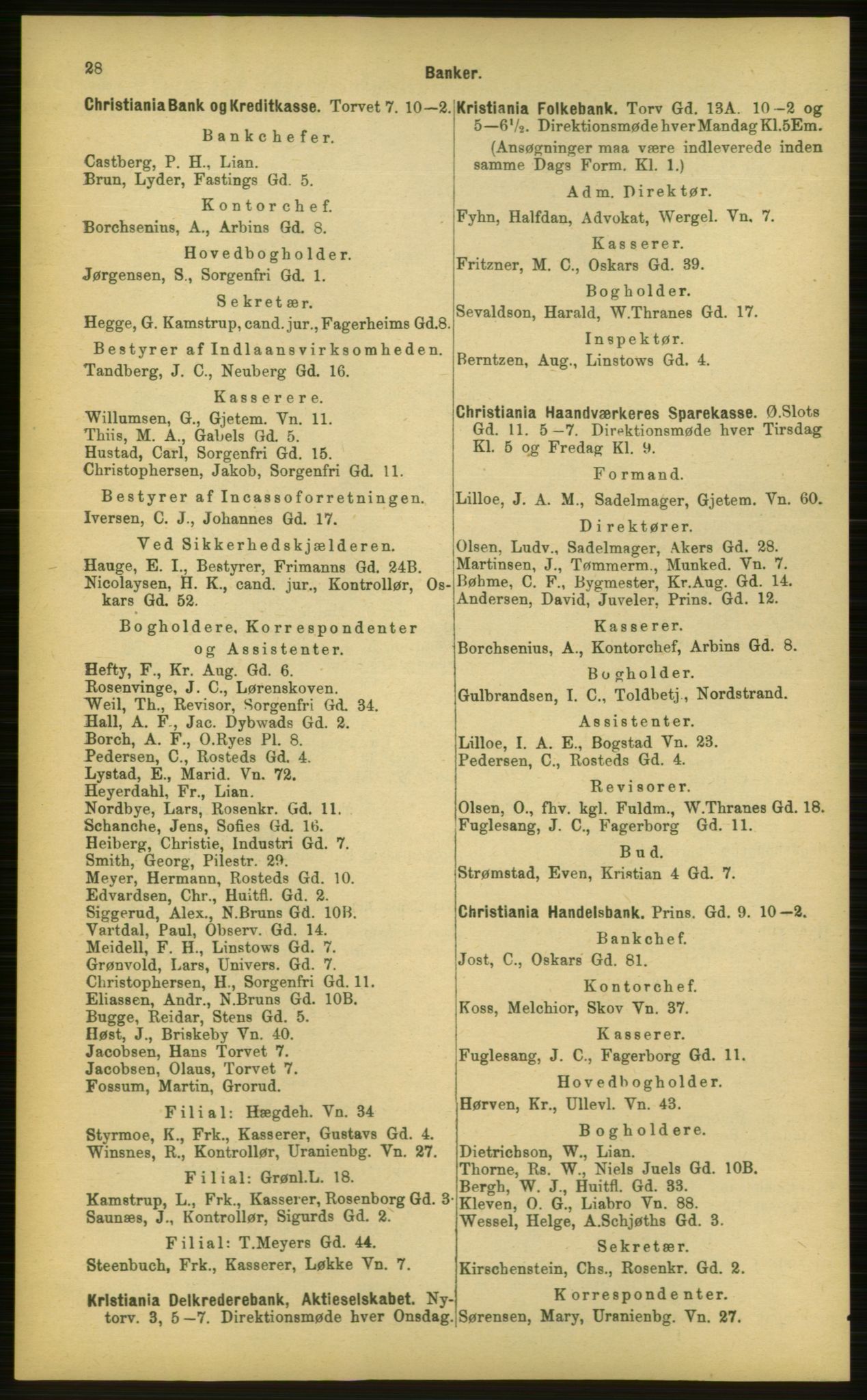 Kristiania/Oslo adressebok, PUBL/-, 1898, p. 28