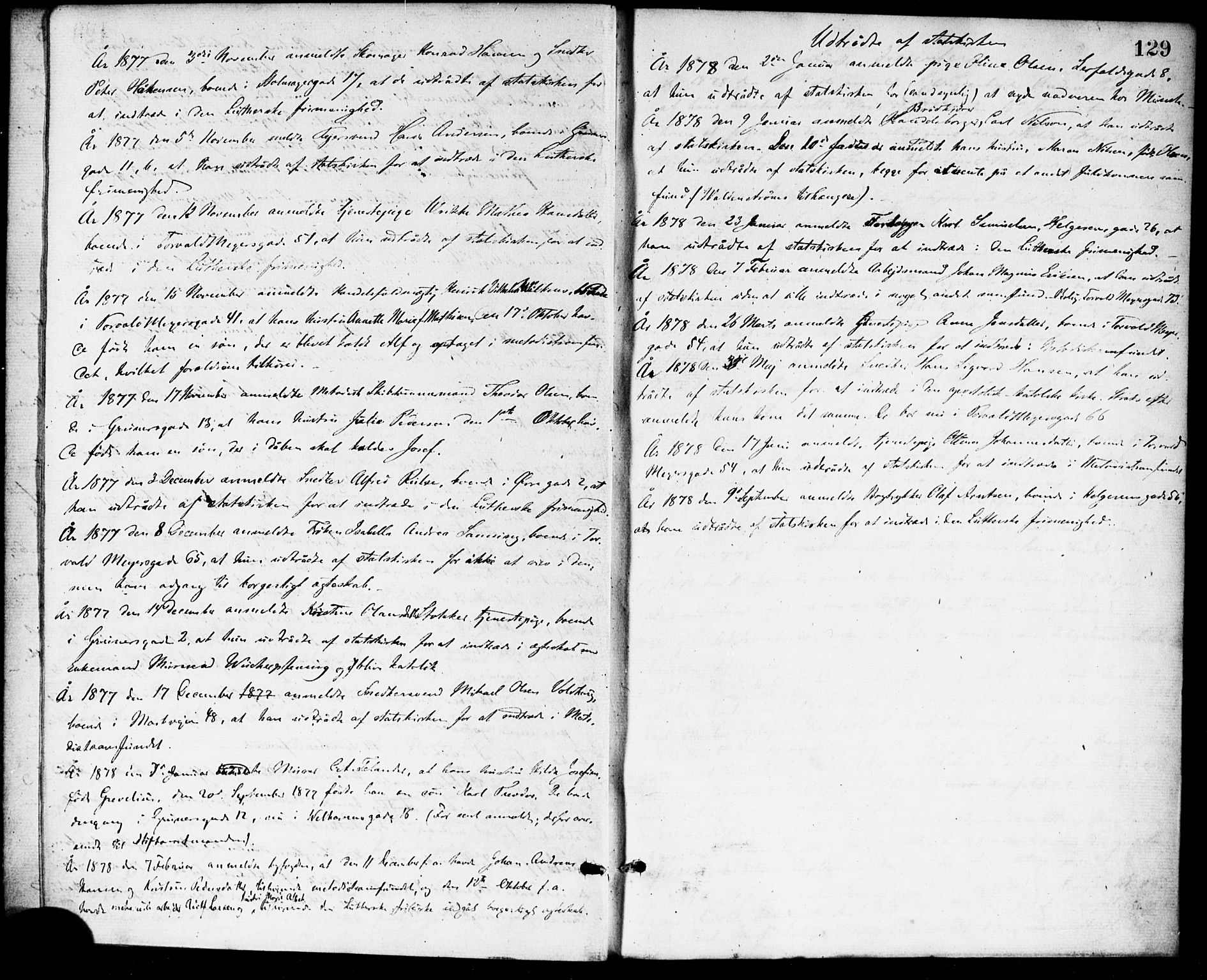Paulus prestekontor Kirkebøker, AV/SAO-A-10871/F/Fa/L0002: Parish register (official) no. 2, 1875-1878, p. 129