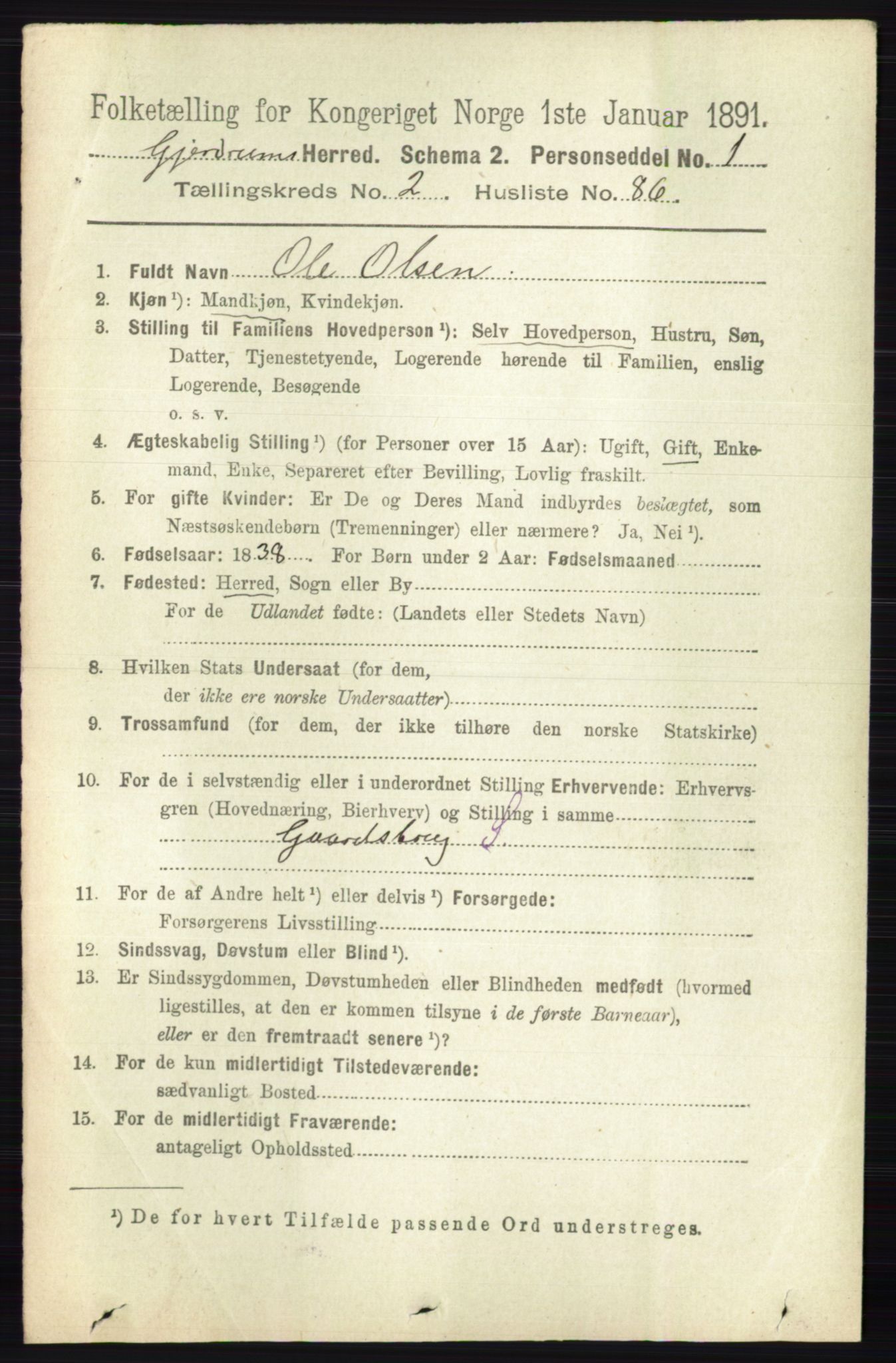 RA, 1891 census for 0234 Gjerdrum, 1891, p. 1070