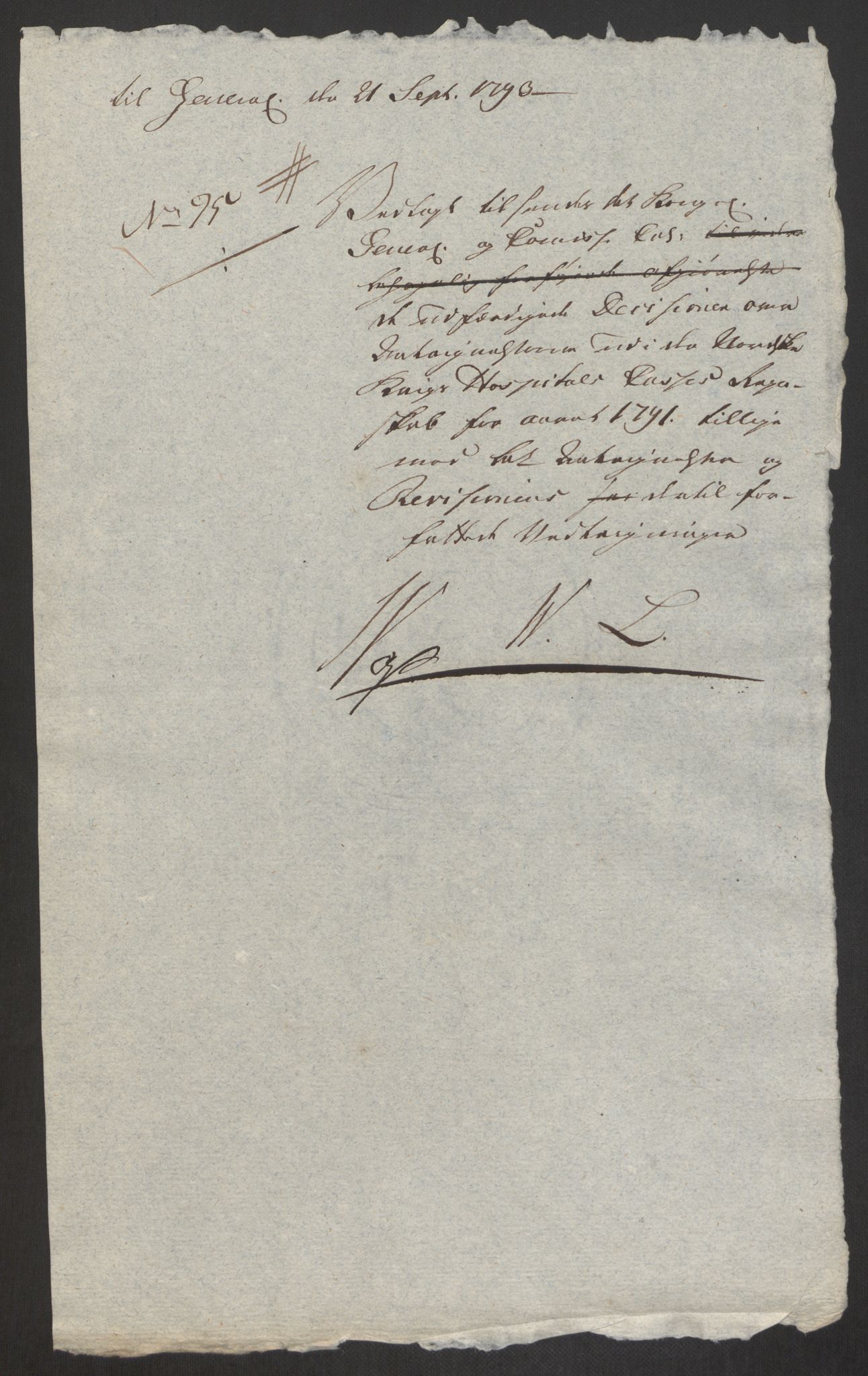 Forsvaret, Den norske kvesthuskasse/krigshospitalkasse, AV/RA-RAFA-1887/F/Fa/L0008: Konsepter, 1790-1793, p. 1185