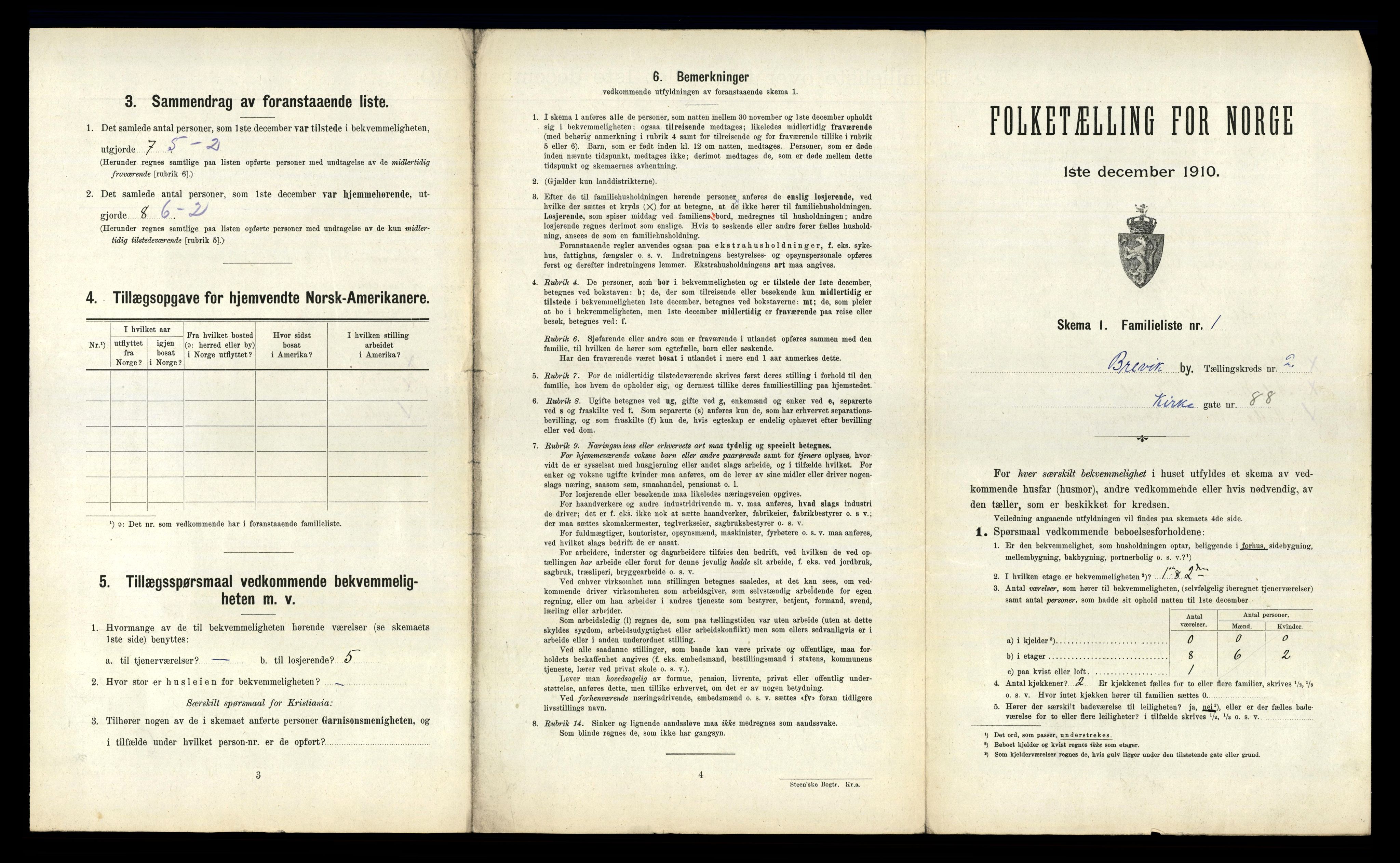 RA, 1910 census for Brevik, 1910, p. 1212